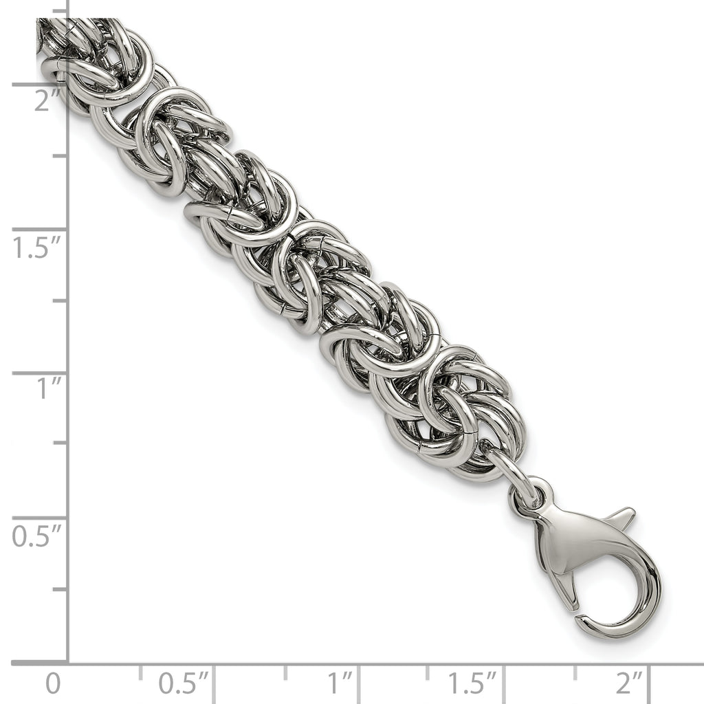 Men's Polished Byzantine Stainless Steel Chain Bracelet 8mm