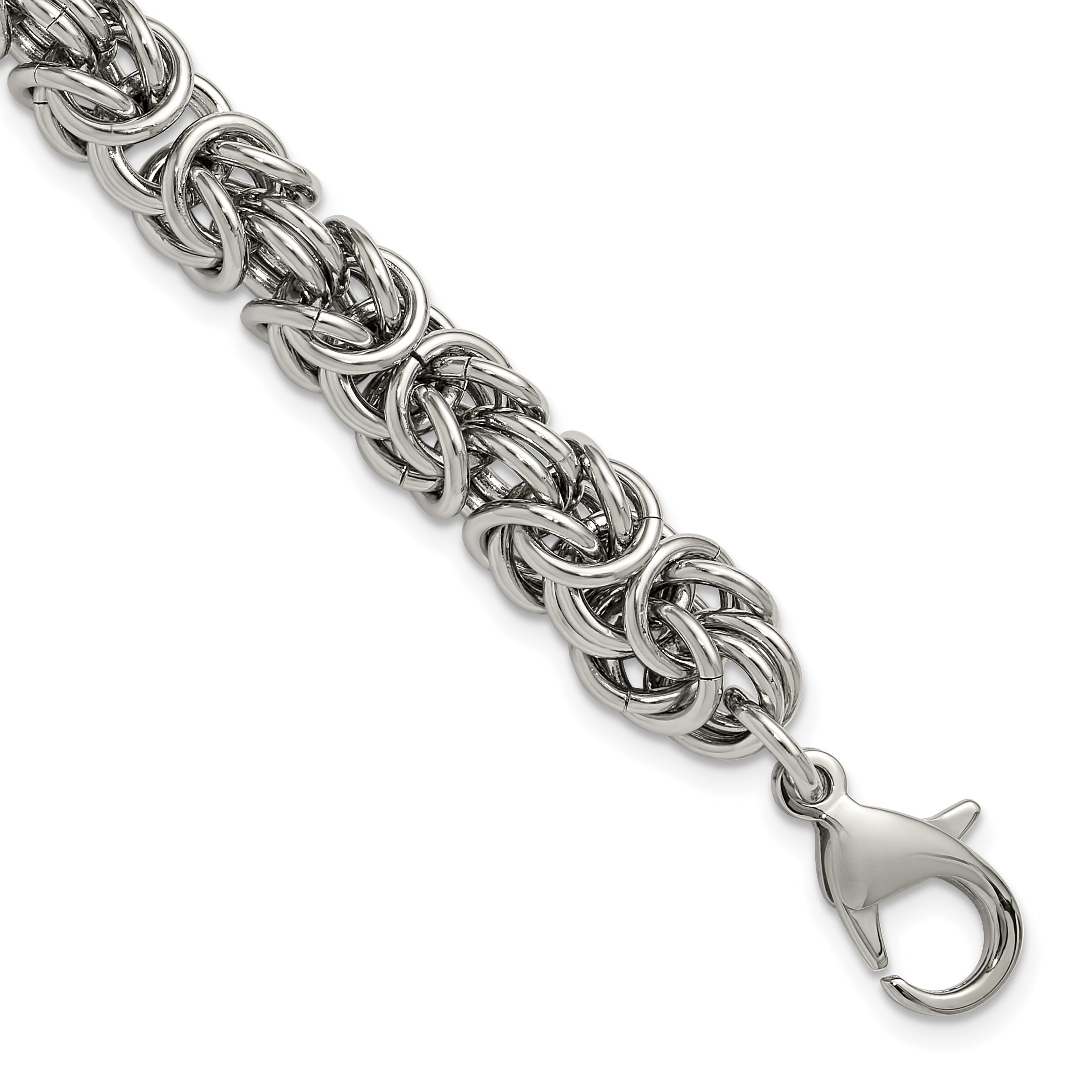 Men's Polished Byzantine Stainless Steel Chain Bracelet 8mm Main image