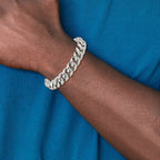 Men's Polished Stainless Steel Curb Chain Bracelet 14mm