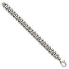 Men's Polished Stainless Steel Curb Chain Bracelet 14mm