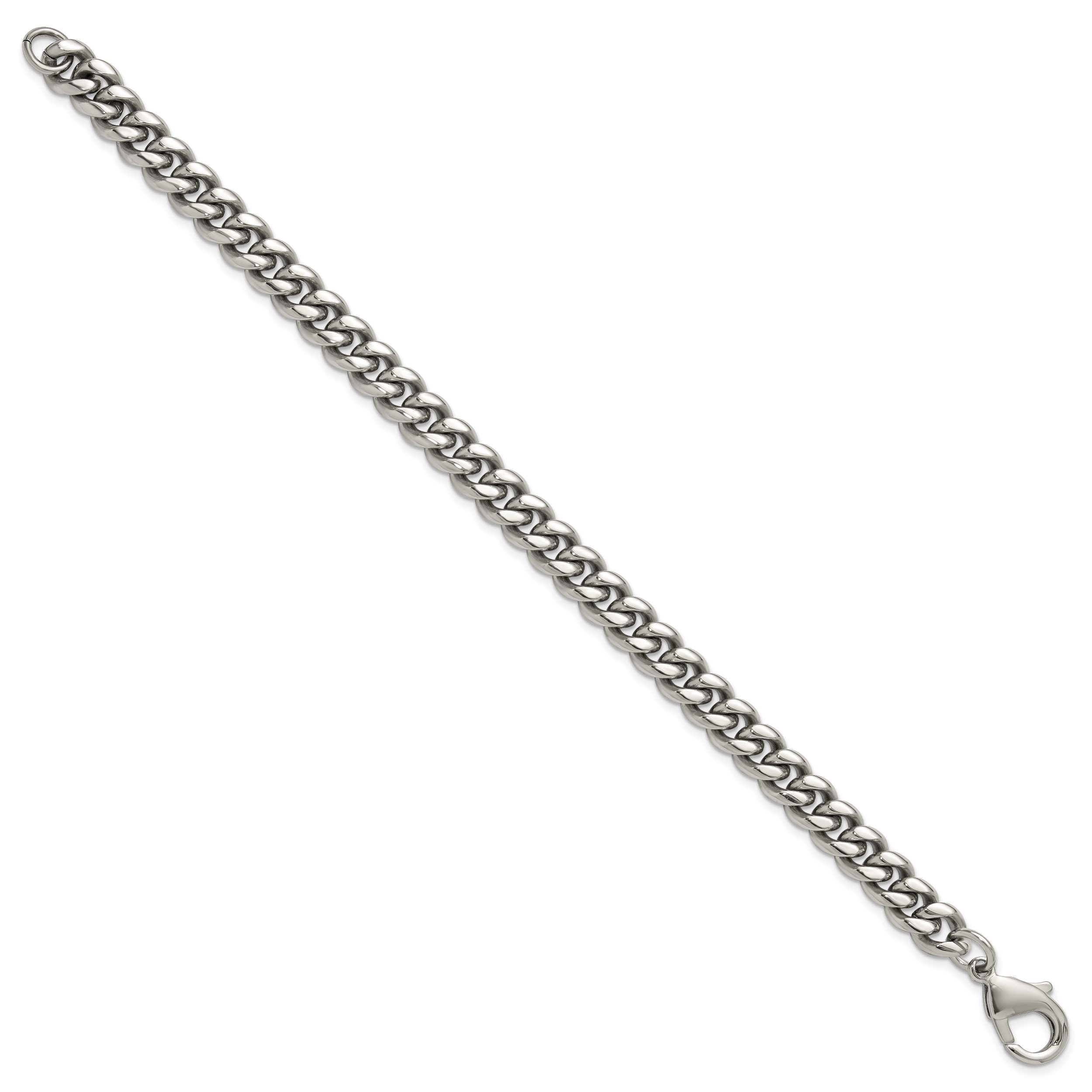 Men's Polished Stainless Steel Curb Chain Bracelet 8mm 8.5in Secondary image