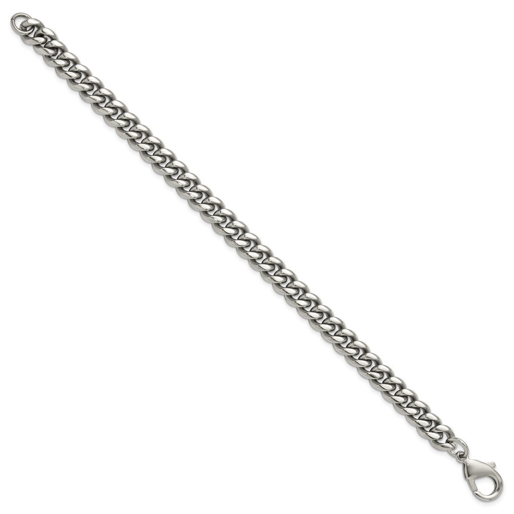 Men's Polished Stainless Steel Curb Chain Bracelet 8mm 8.5in