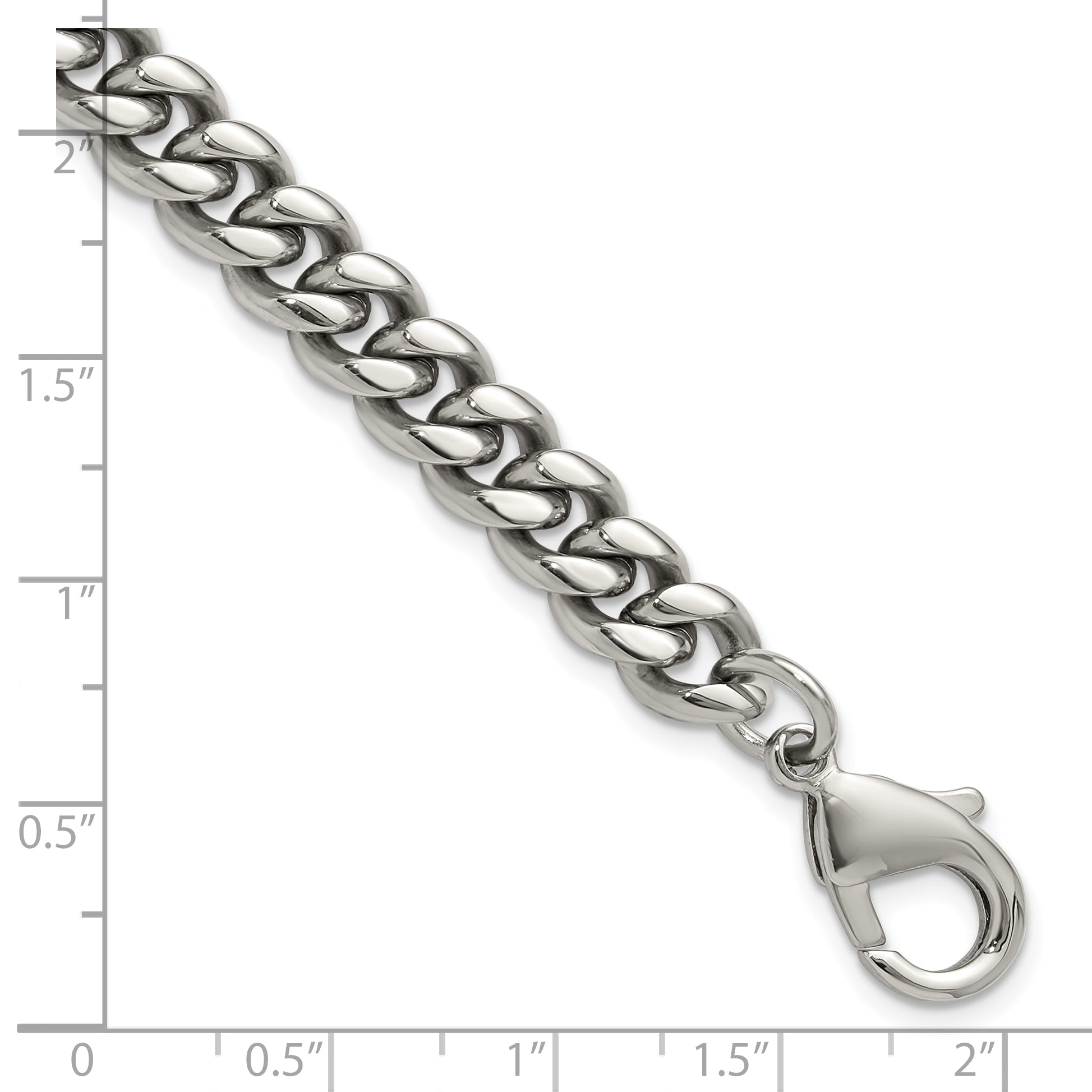 Men's Polished Stainless Steel Curb Chain Bracelet 8mm 8.5in