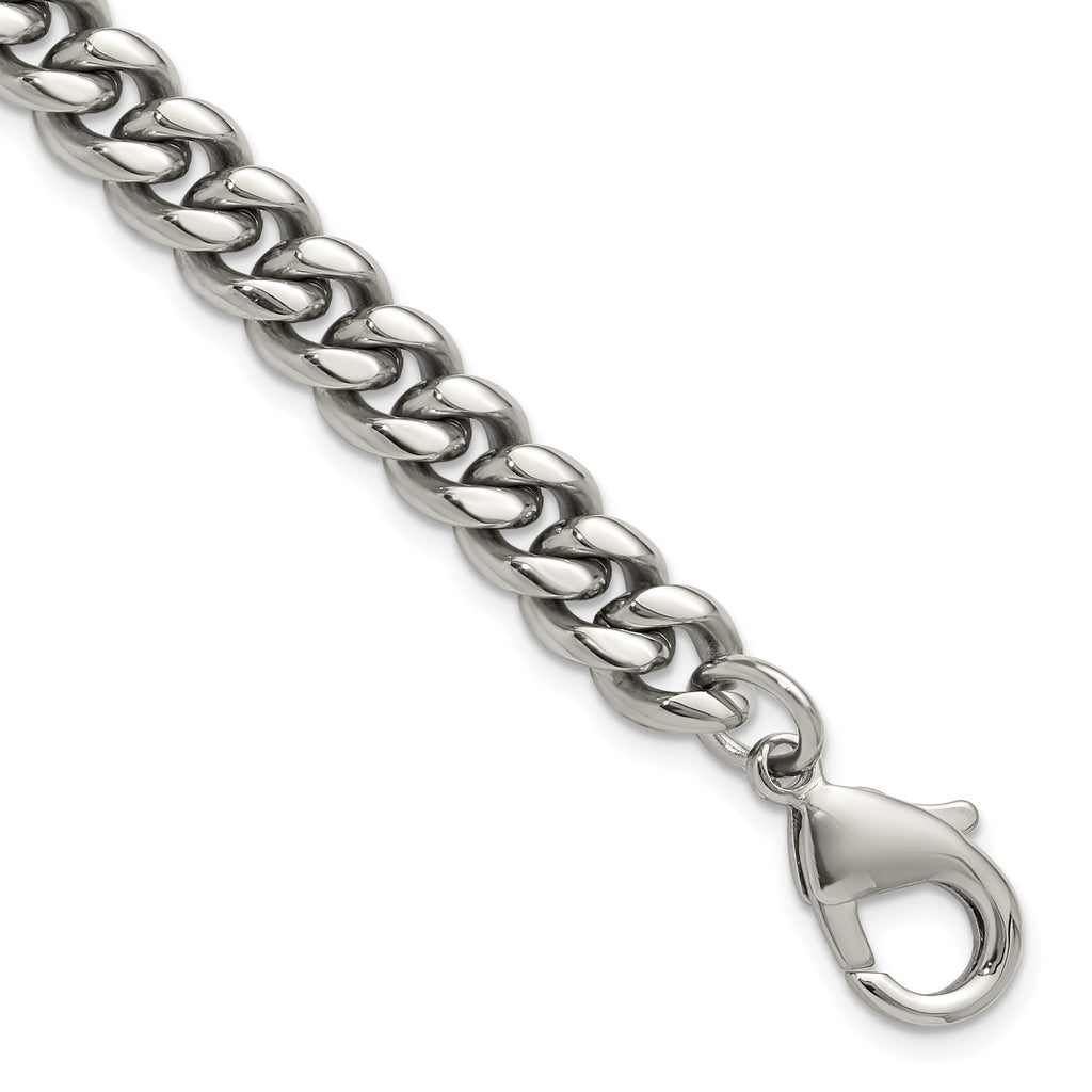 Men's Polished Stainless Steel Curb Chain Bracelet 8mm 8.5in