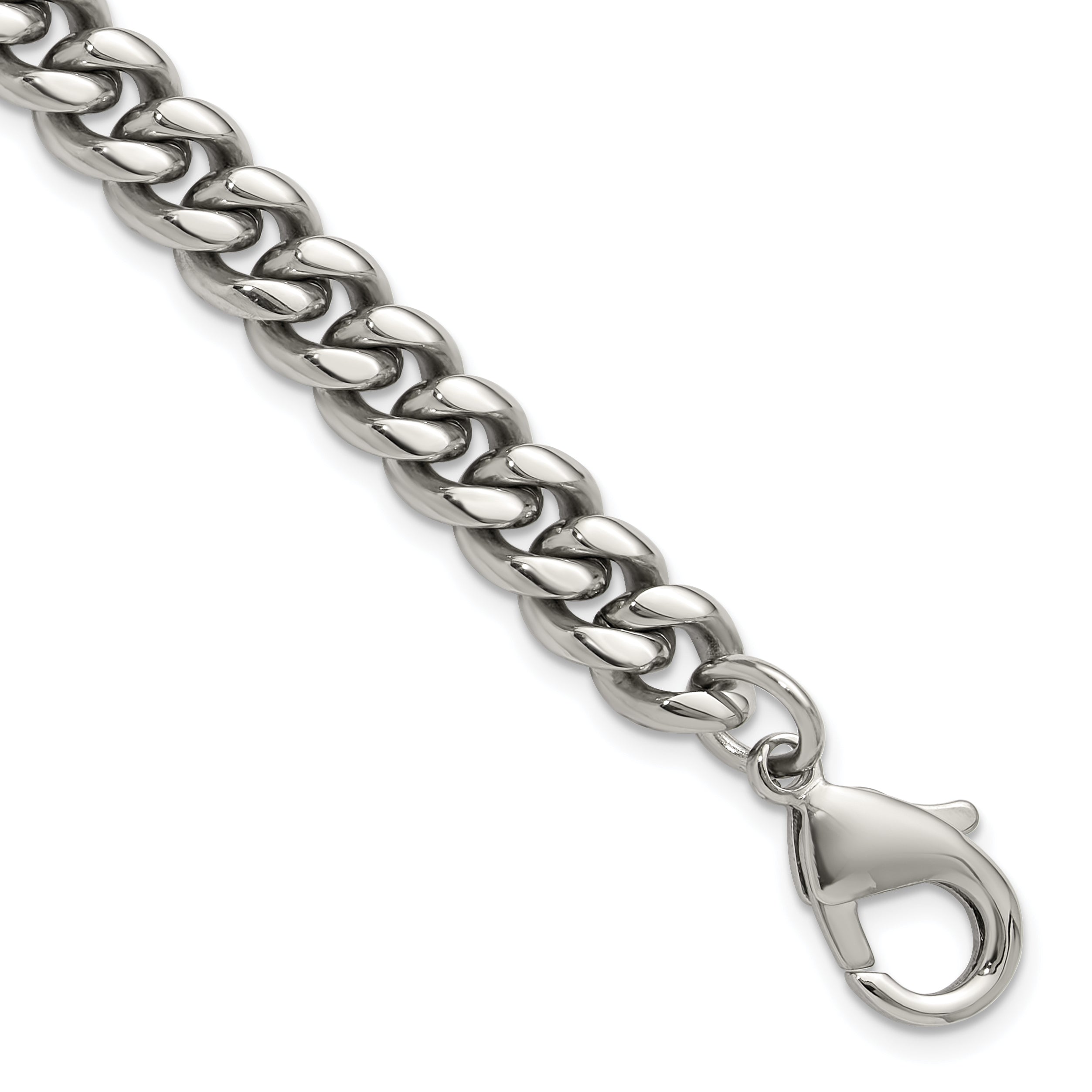 Men's Polished Stainless Steel Curb Chain Bracelet 8mm 8.5in