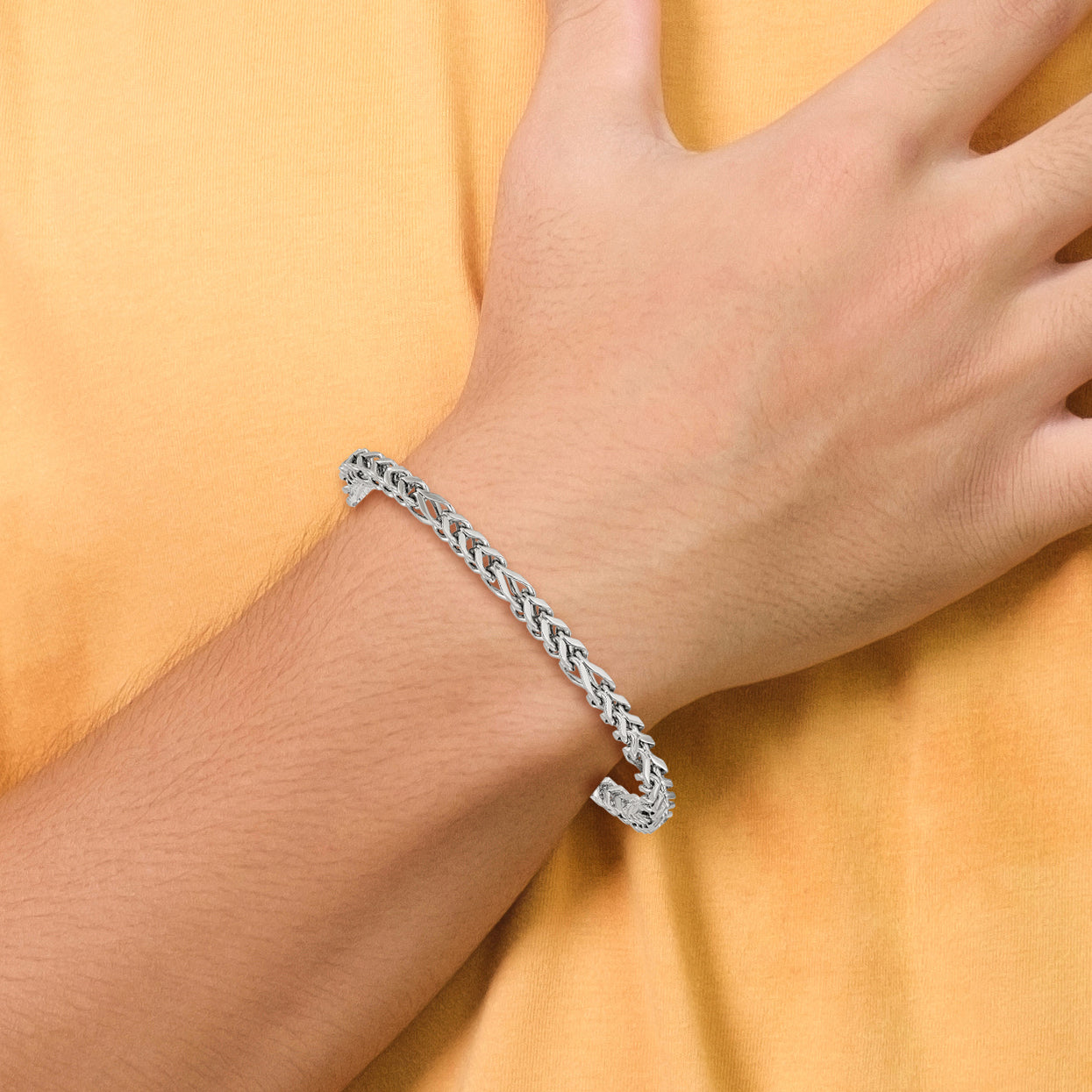 Polished Franco Stainless Steel Chain Bracelet 4mm