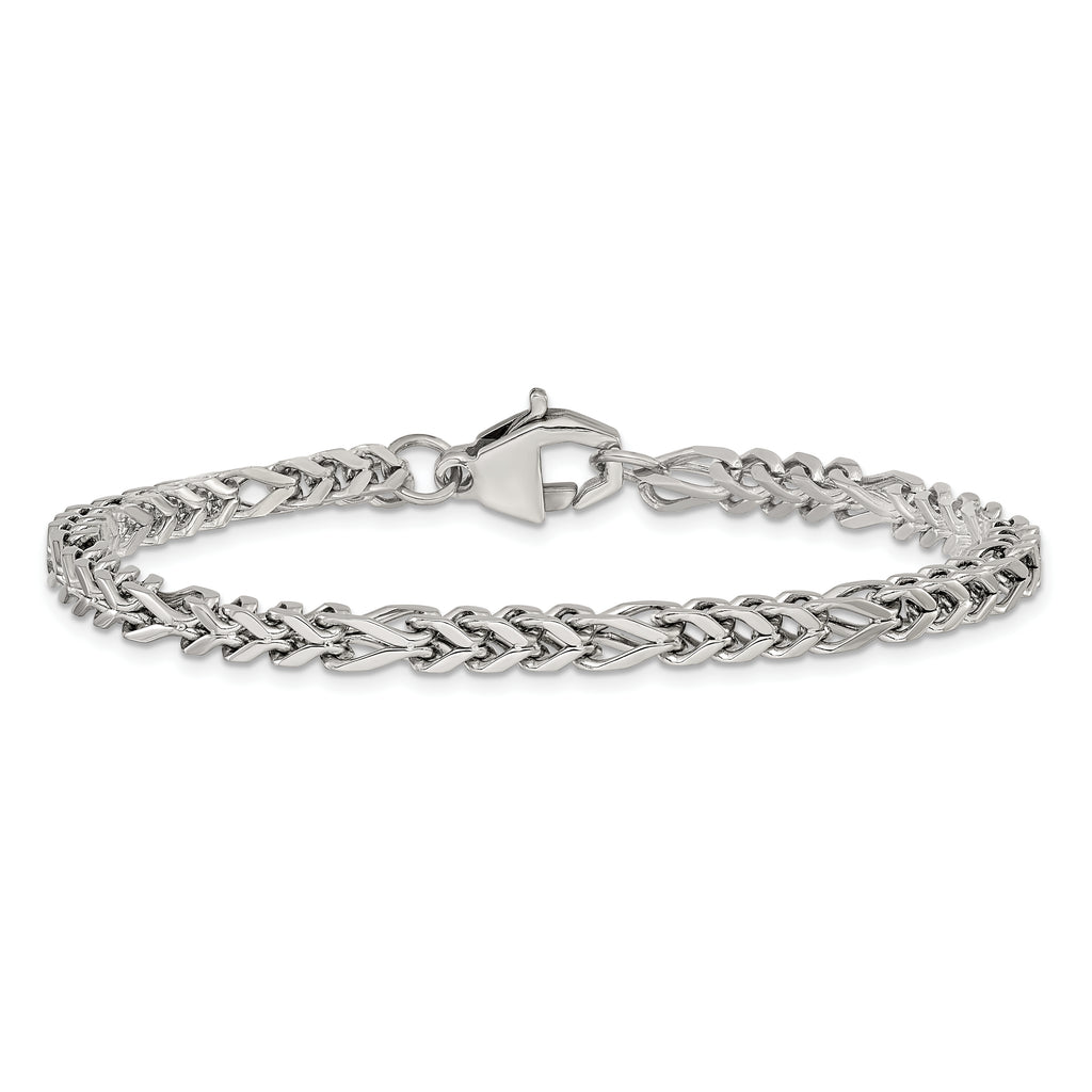 Polished Franco Stainless Steel Chain Bracelet 4mm