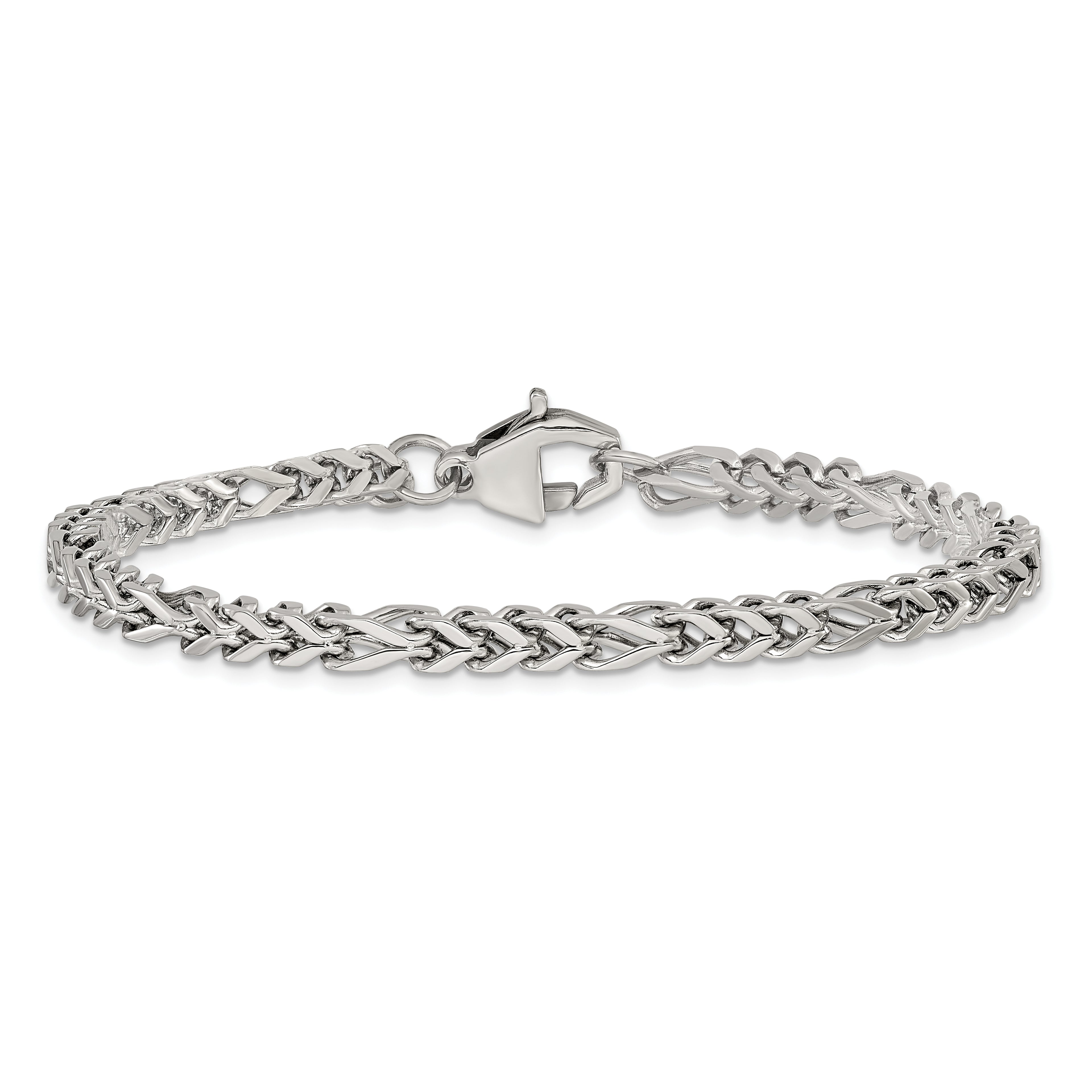 Polished Franco Stainless Steel Chain Bracelet 4mm