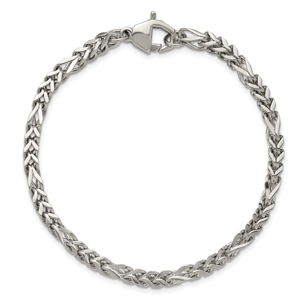 Polished Franco Stainless Steel Chain Bracelet 4mm