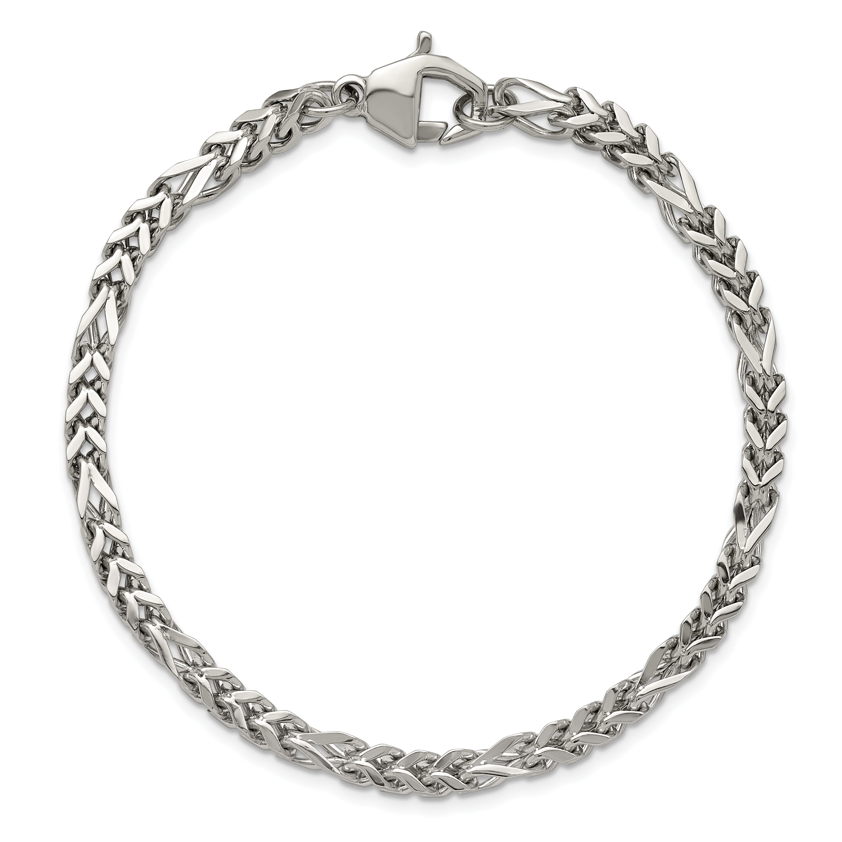 Polished Franco Stainless Steel Chain Bracelet 4mm