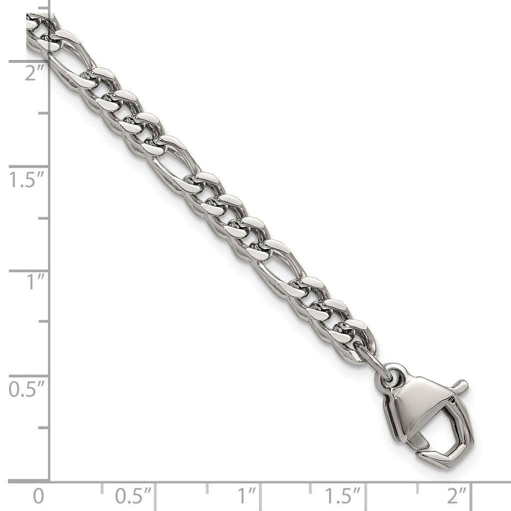 Polished Franco Stainless Steel Chain Bracelet 4mm