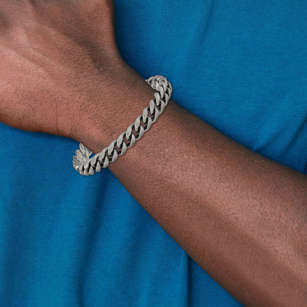 Men's Antiqued Stainless Steel Curb Chain Bracelet 10mm