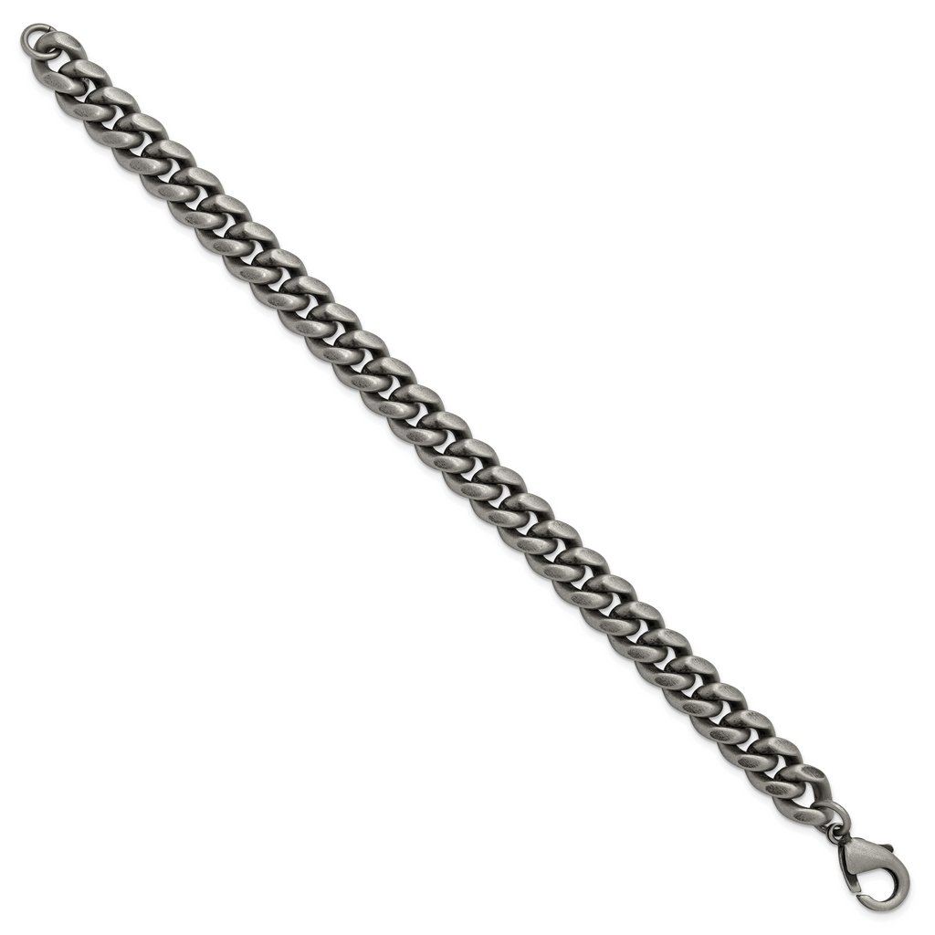 Men's Antiqued Stainless Steel Curb Chain Bracelet 10mm