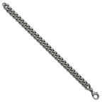 Men's Antiqued Stainless Steel Curb Chain Bracelet 10mm