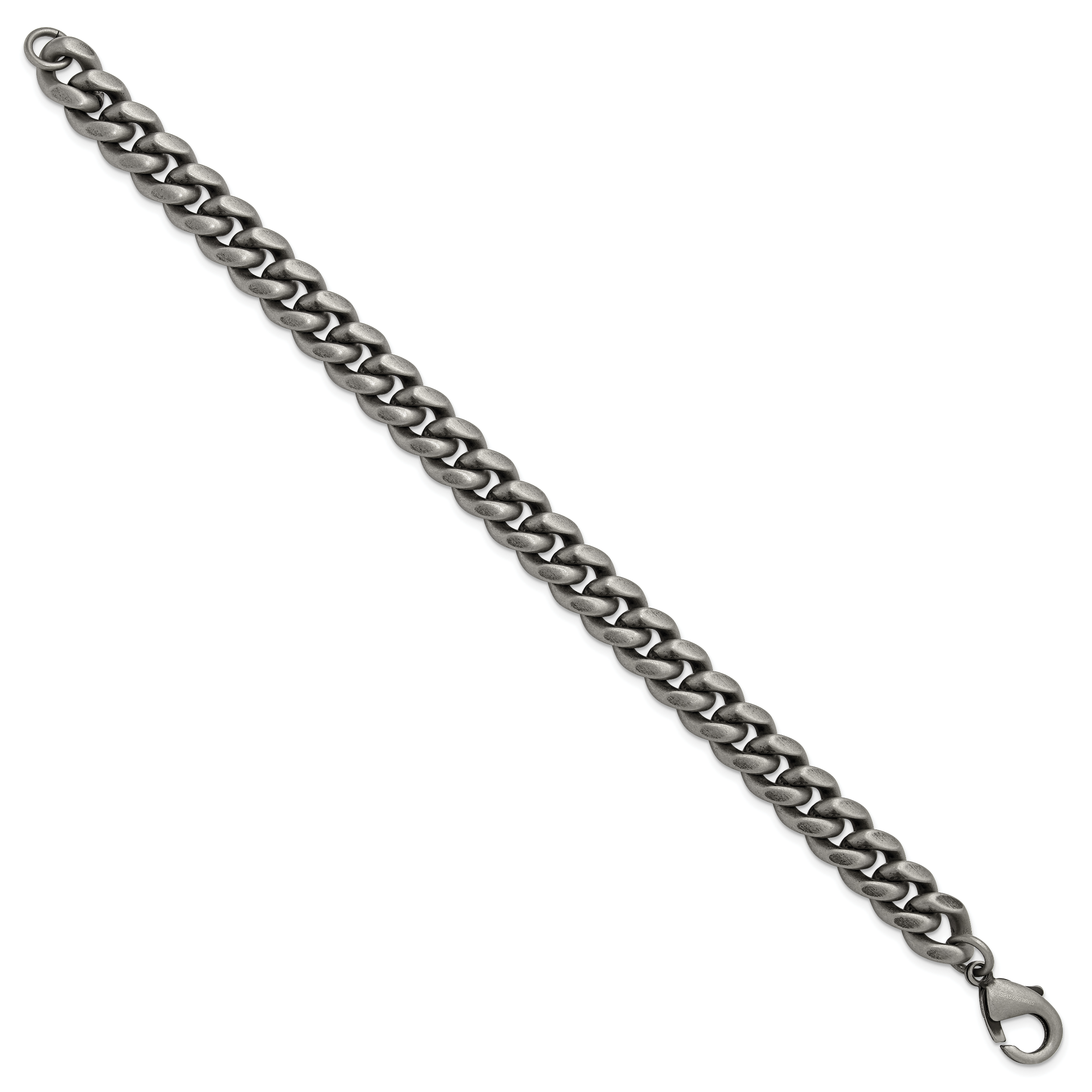 Men's Antiqued Stainless Steel Curb Chain Bracelet 10mm
