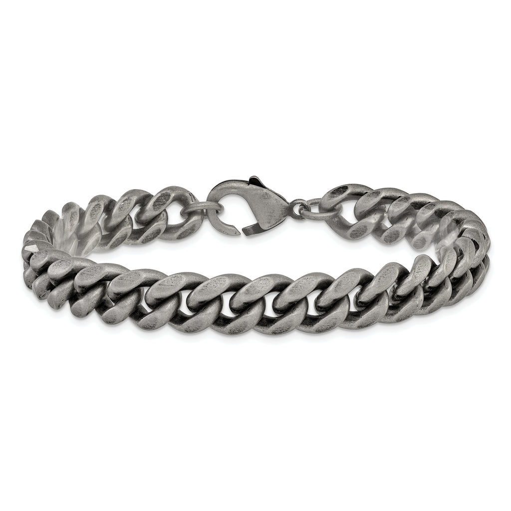 Men's Antiqued Stainless Steel Curb Chain Bracelet 10mm