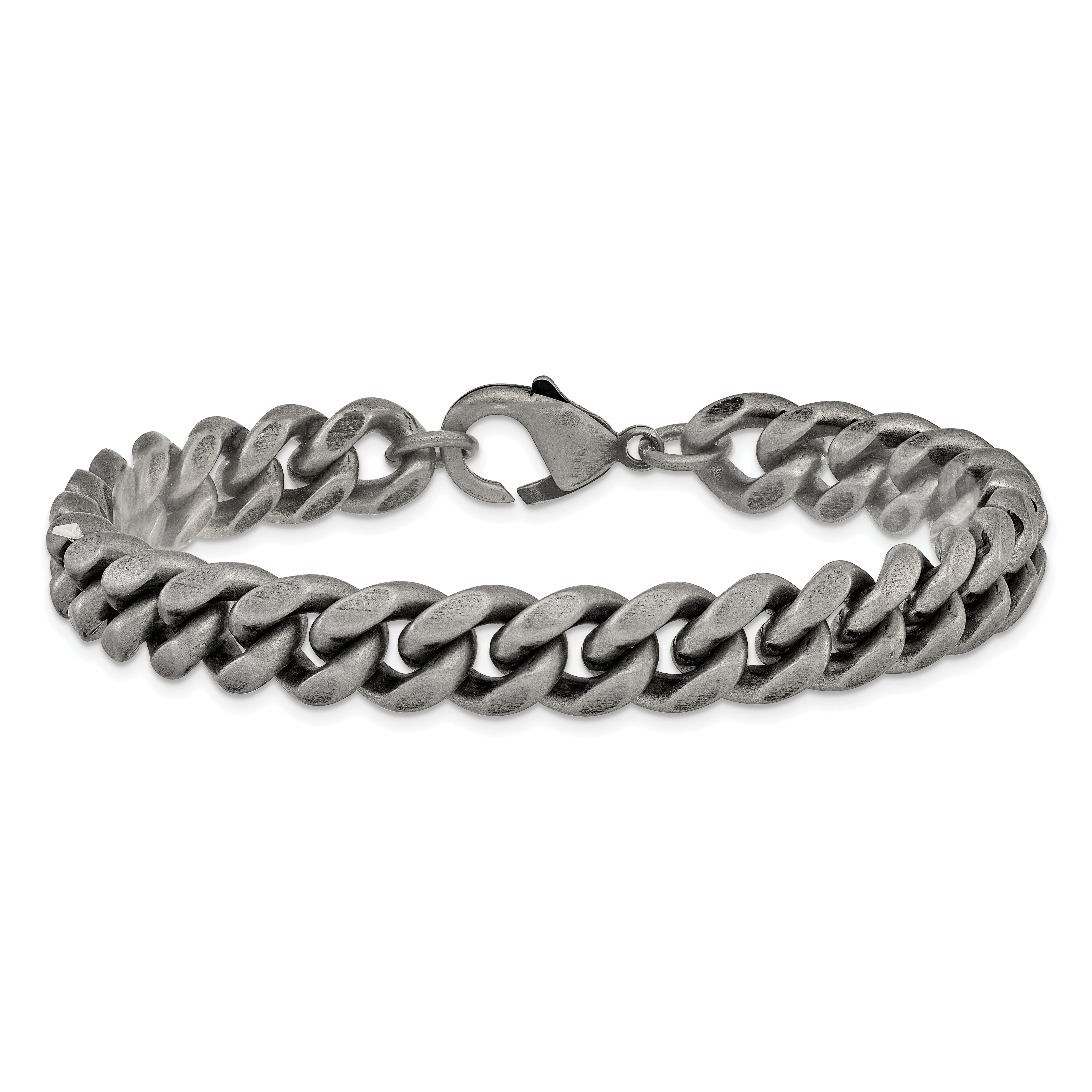 Men's Antiqued Stainless Steel Curb Chain Bracelet 10mm