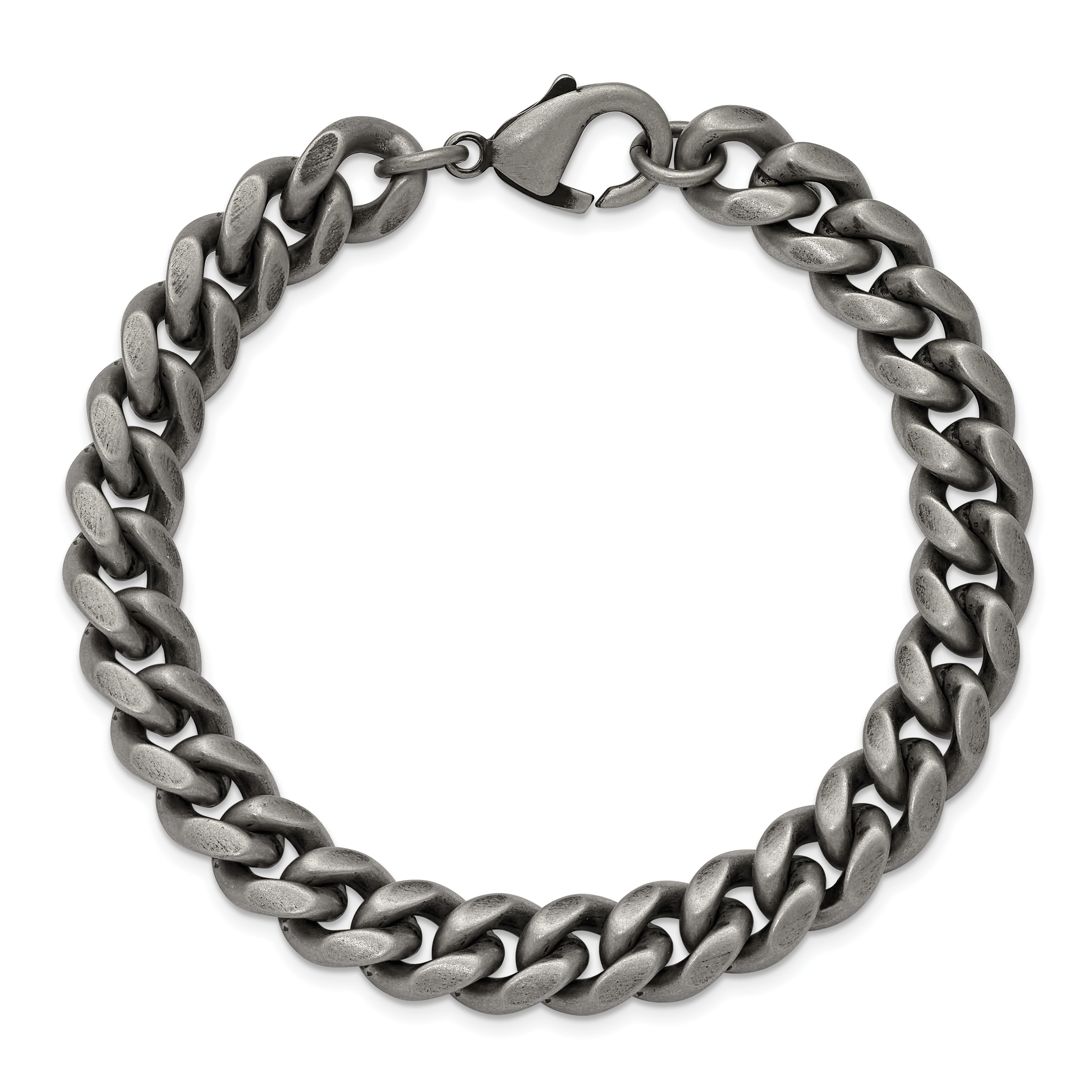 Men's Antiqued Stainless Steel Curb Chain Bracelet 10mm