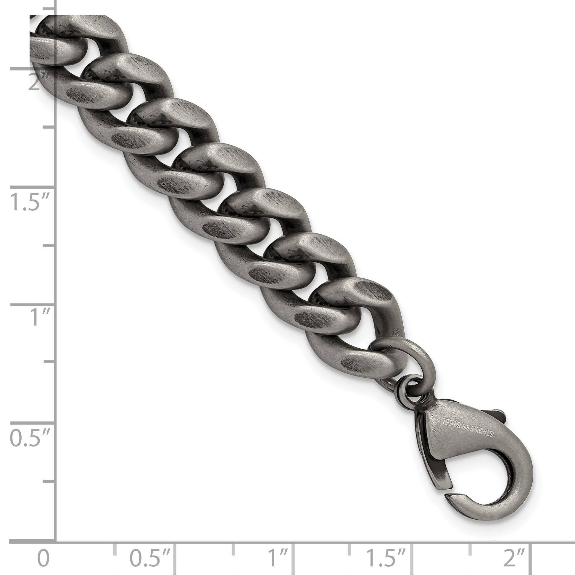 Men's Antiqued Stainless Steel Curb Chain Bracelet 10mm