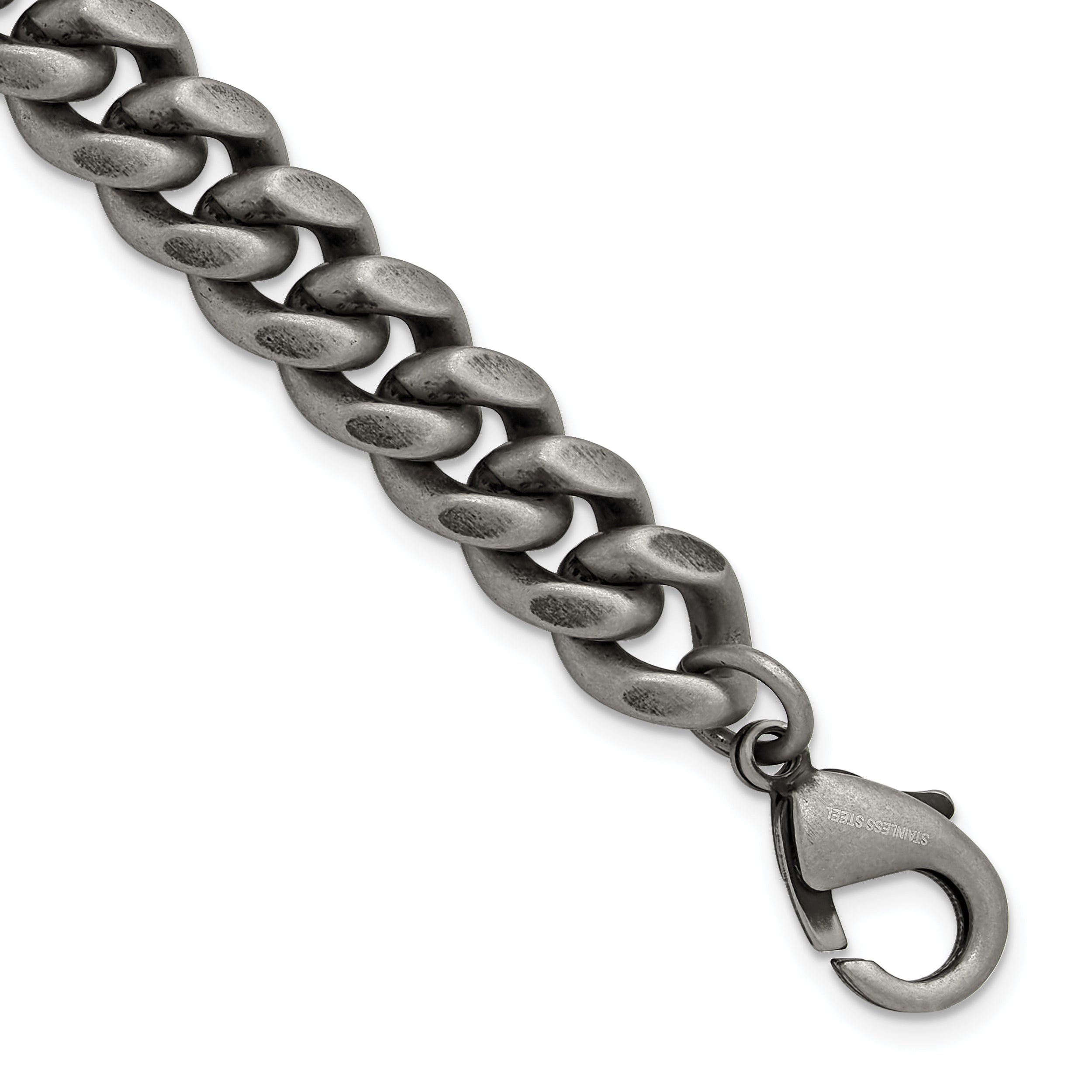 Men's Antiqued Stainless Steel Curb Chain Bracelet 10mm Main image