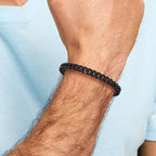 Men's Brushed Black Stainless Steel Curb Chain Bracelet 8mm