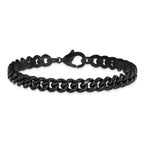 Men's Brushed Black Stainless Steel Curb Chain Bracelet 8mm