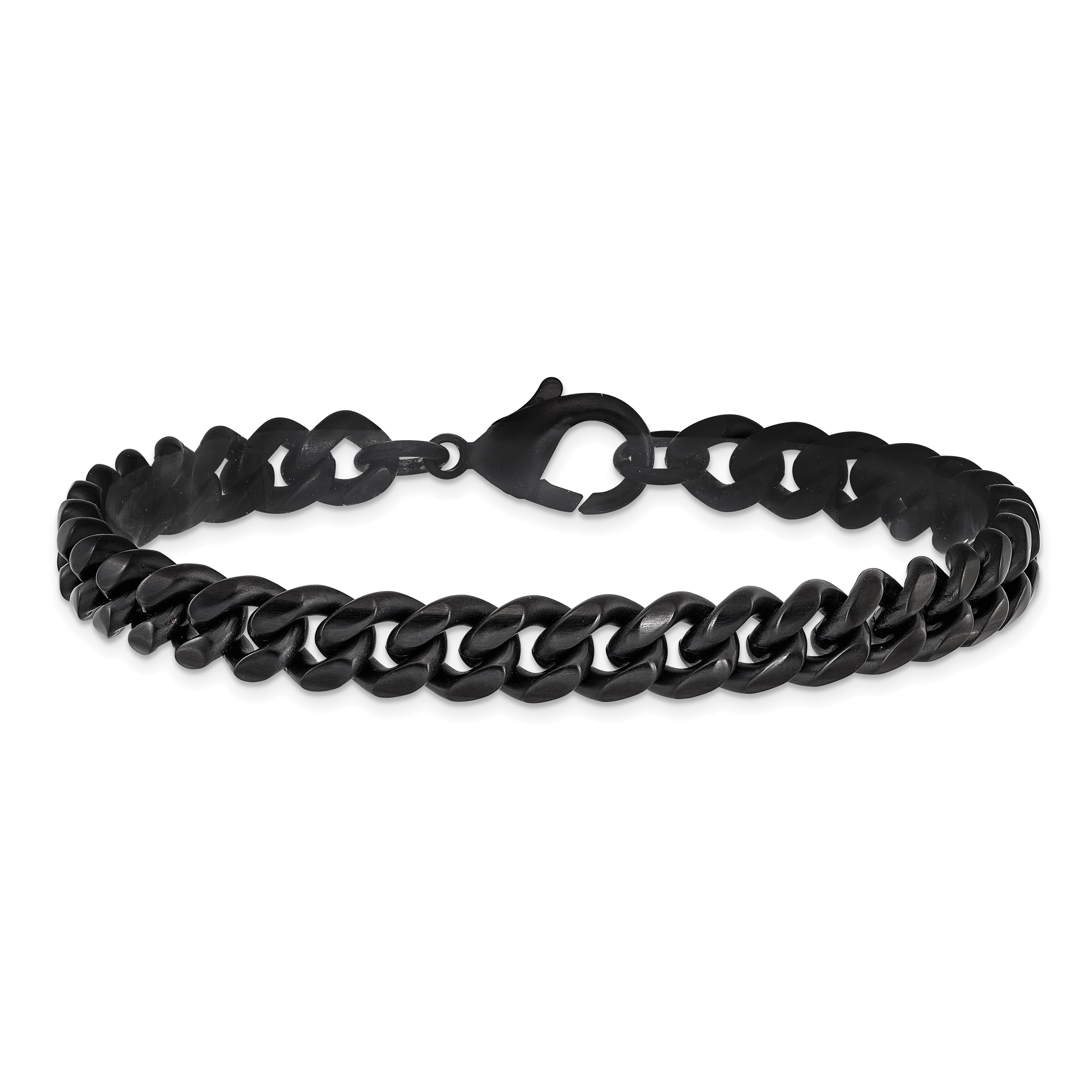 Men's Brushed Black Stainless Steel Curb Chain Bracelet 8mm
