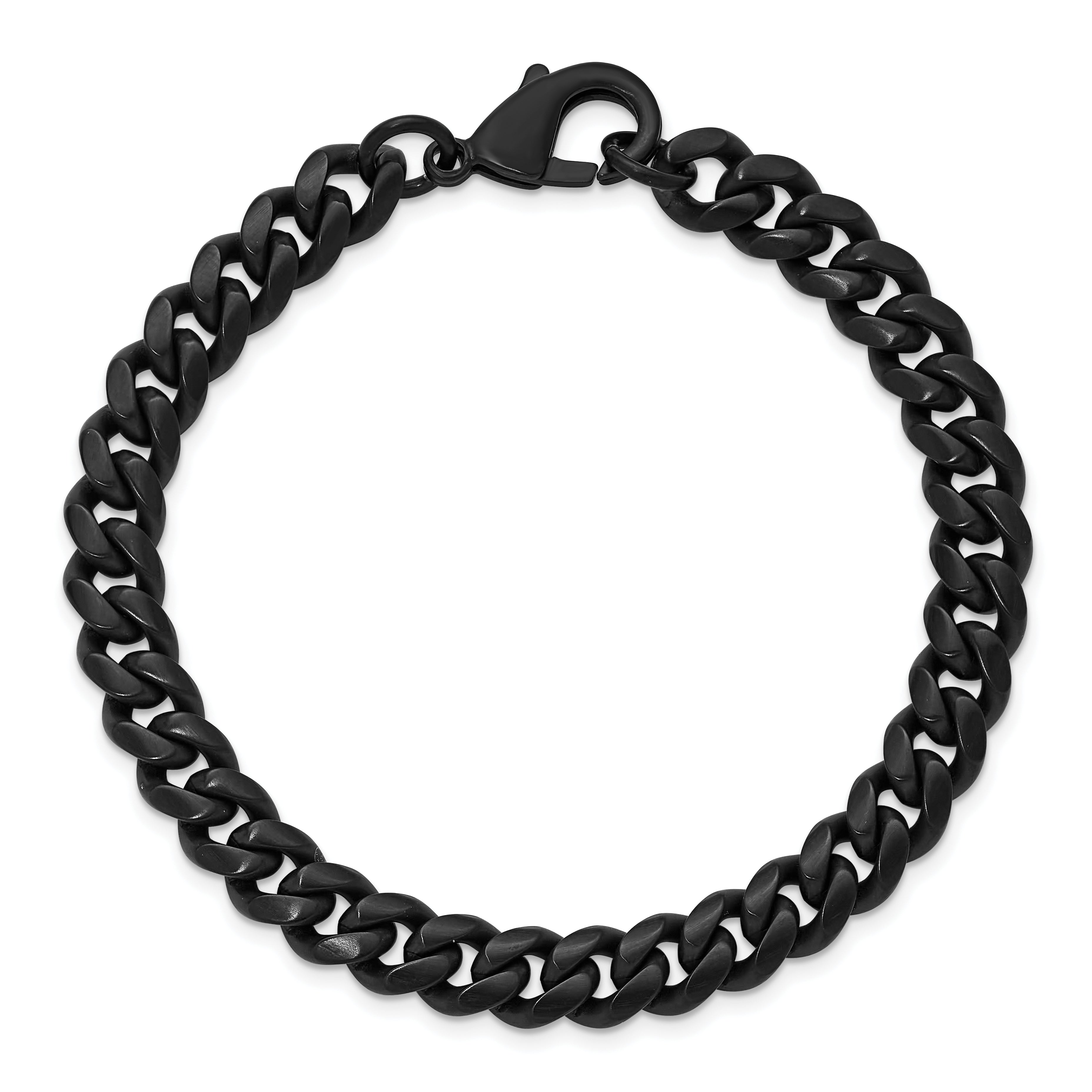 Men's Brushed Black Stainless Steel Curb Chain Bracelet 8mm