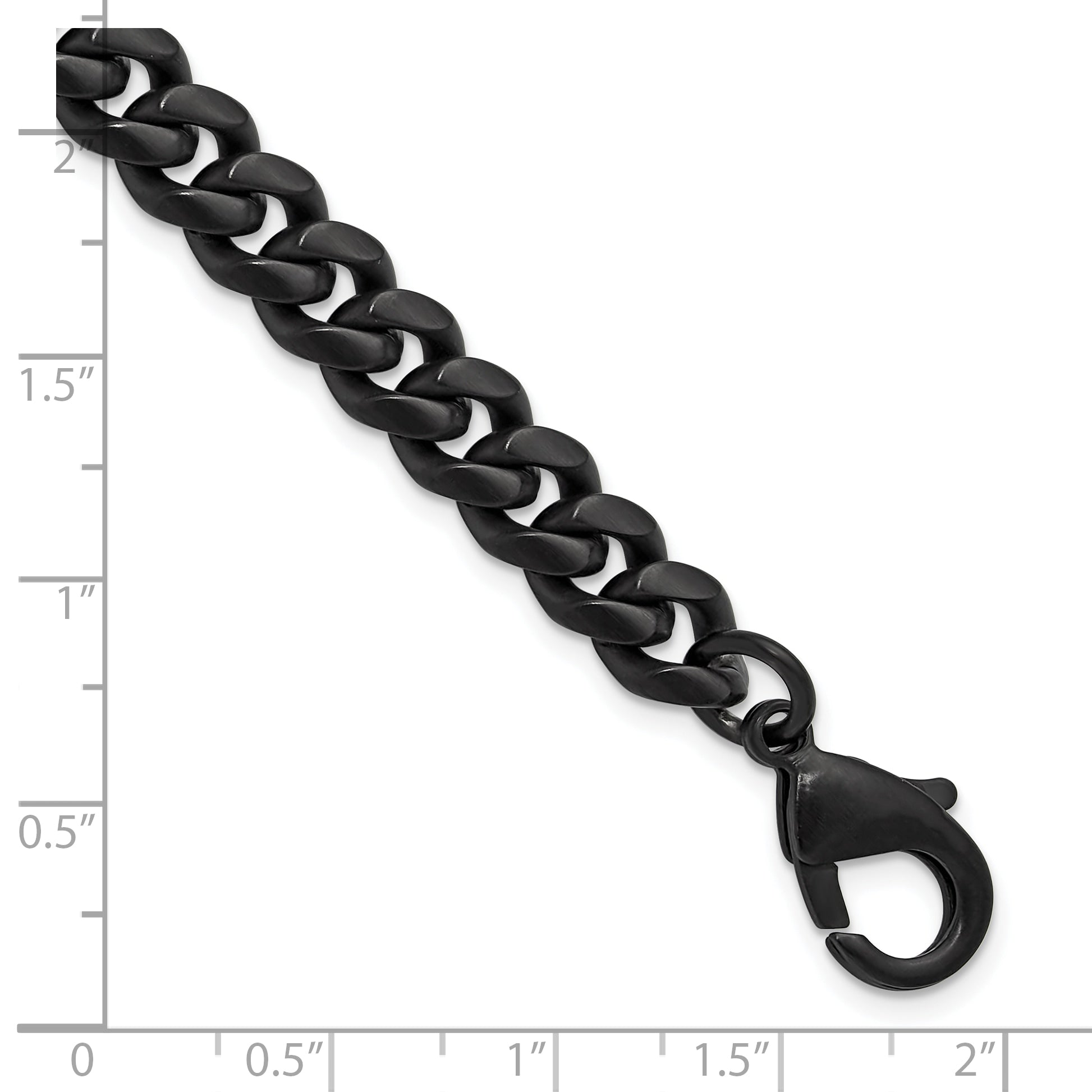 Men's Brushed Black Stainless Steel Curb Chain Bracelet 8mm