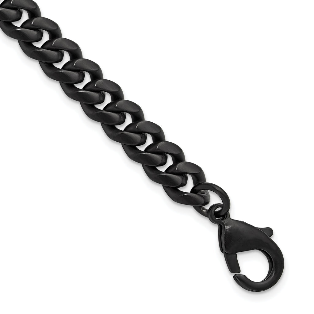 Men's Brushed Black Stainless Steel Curb Chain Bracelet 8mm