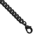 Men's Brushed Black Stainless Steel Curb Chain Bracelet 8mm