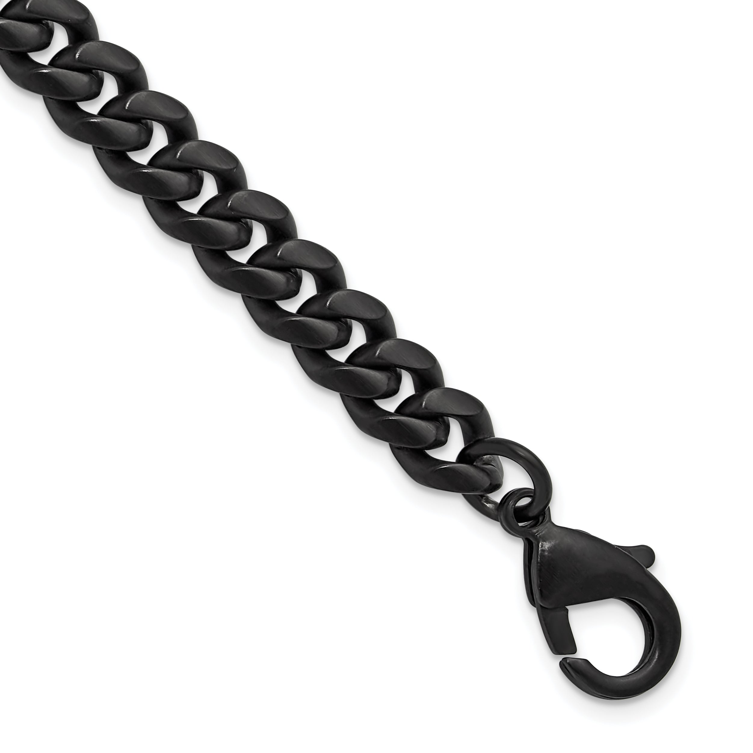 Men's Brushed Black Stainless Steel Curb Chain Bracelet 8mm