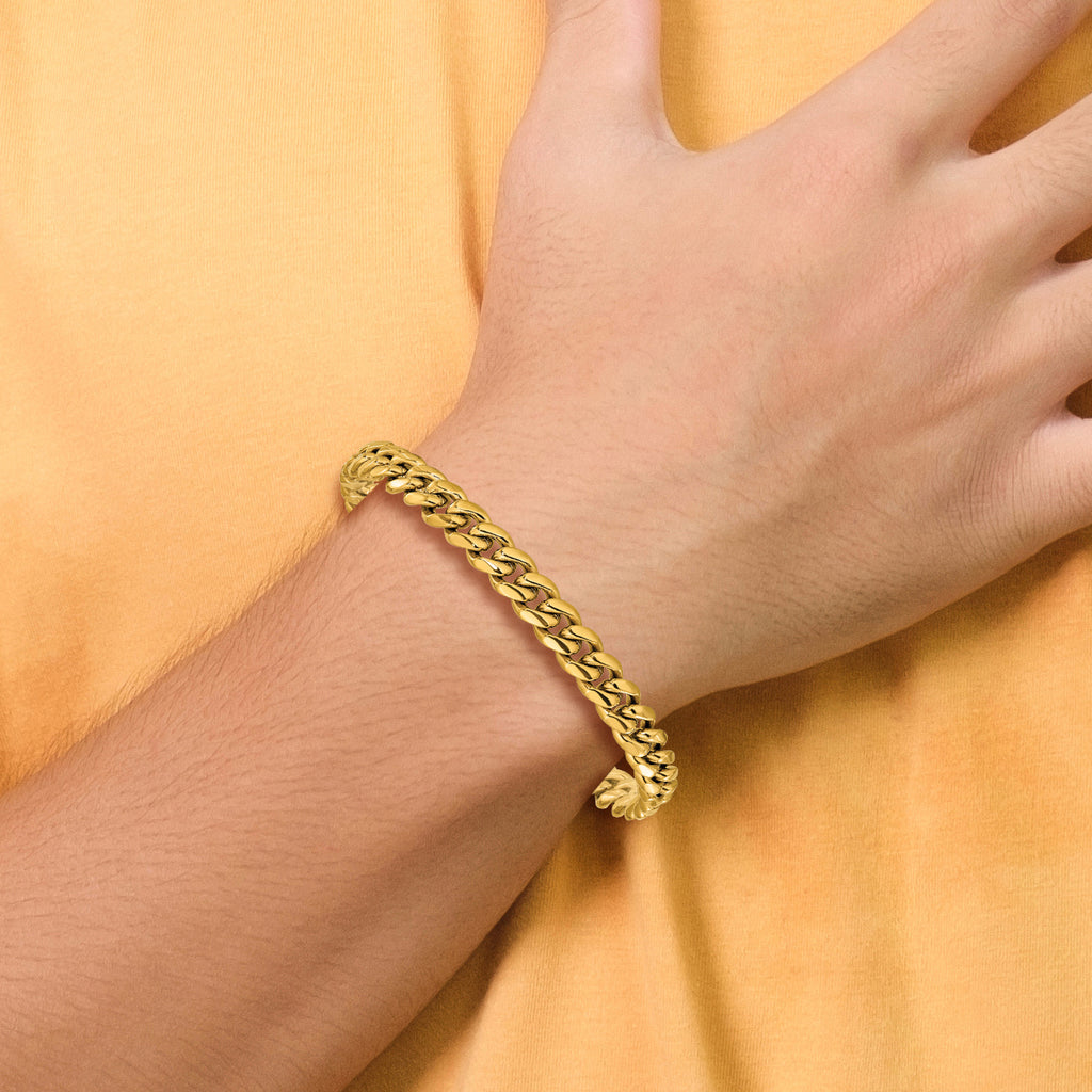 Men's Polished Gold-Tone Stainless Steel Curb Chain Bracelet 8mm