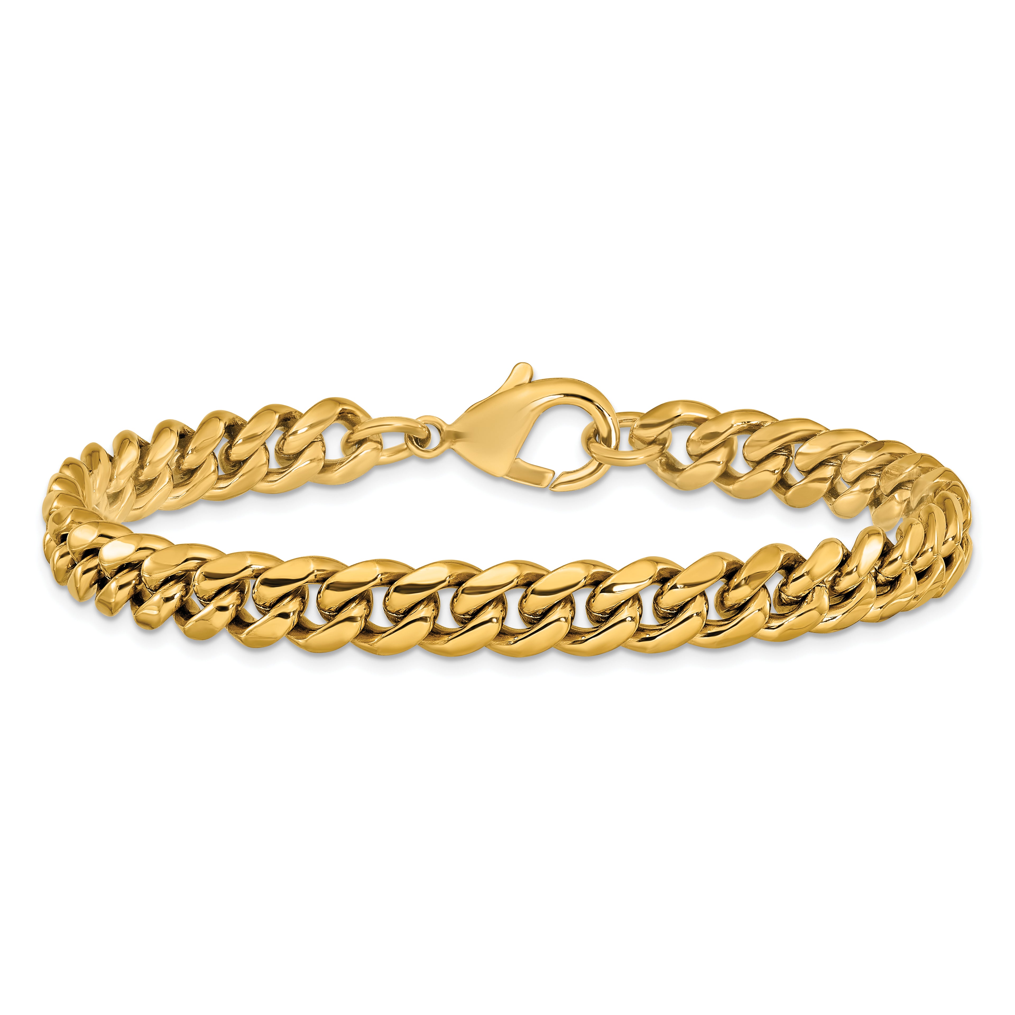 Men's Polished Gold-Tone Stainless Steel Curb Chain Bracelet 8mm