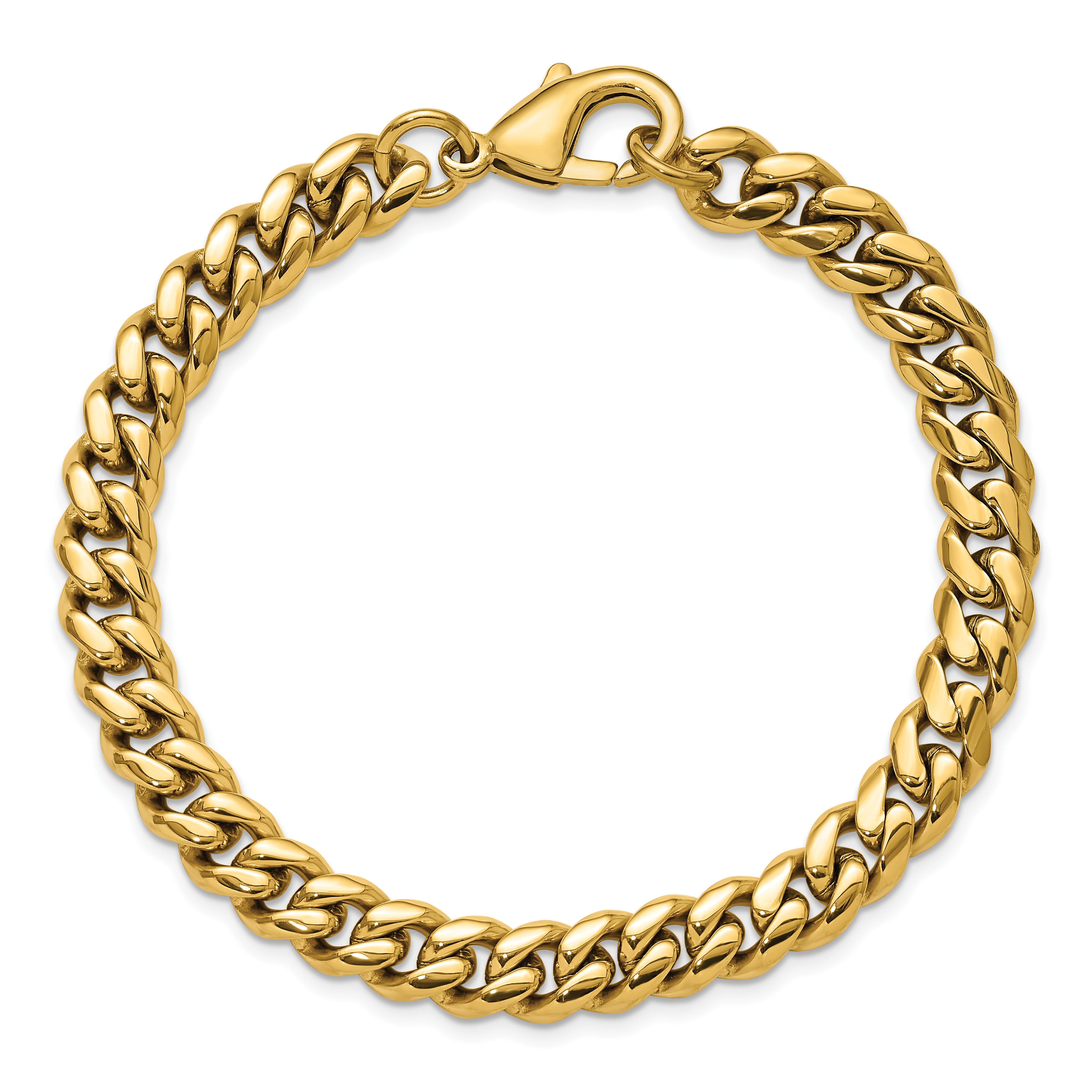 Men's Polished Gold-Tone Stainless Steel Curb Chain Bracelet 8mm