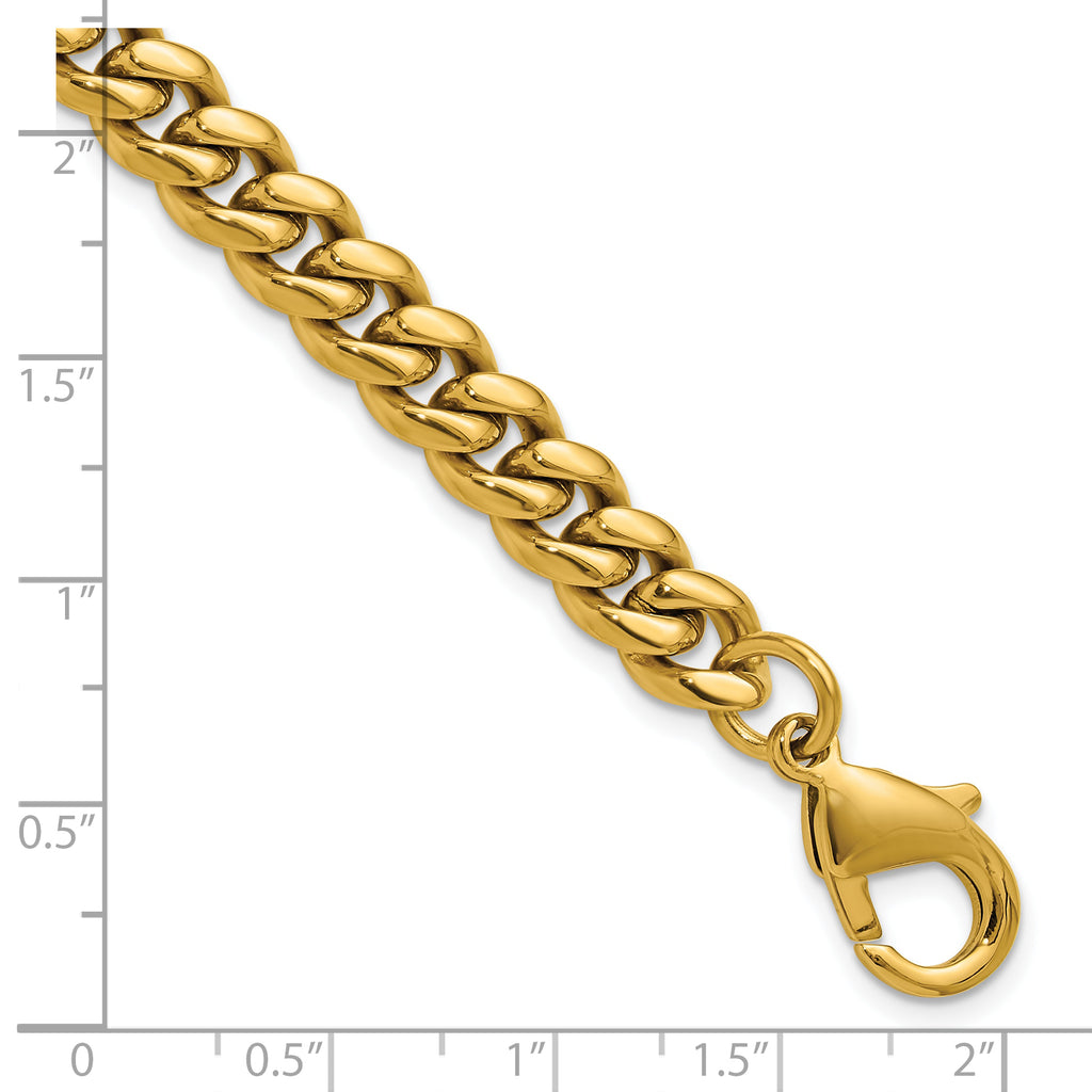 Men's Polished Gold-Tone Stainless Steel Curb Chain Bracelet 8mm