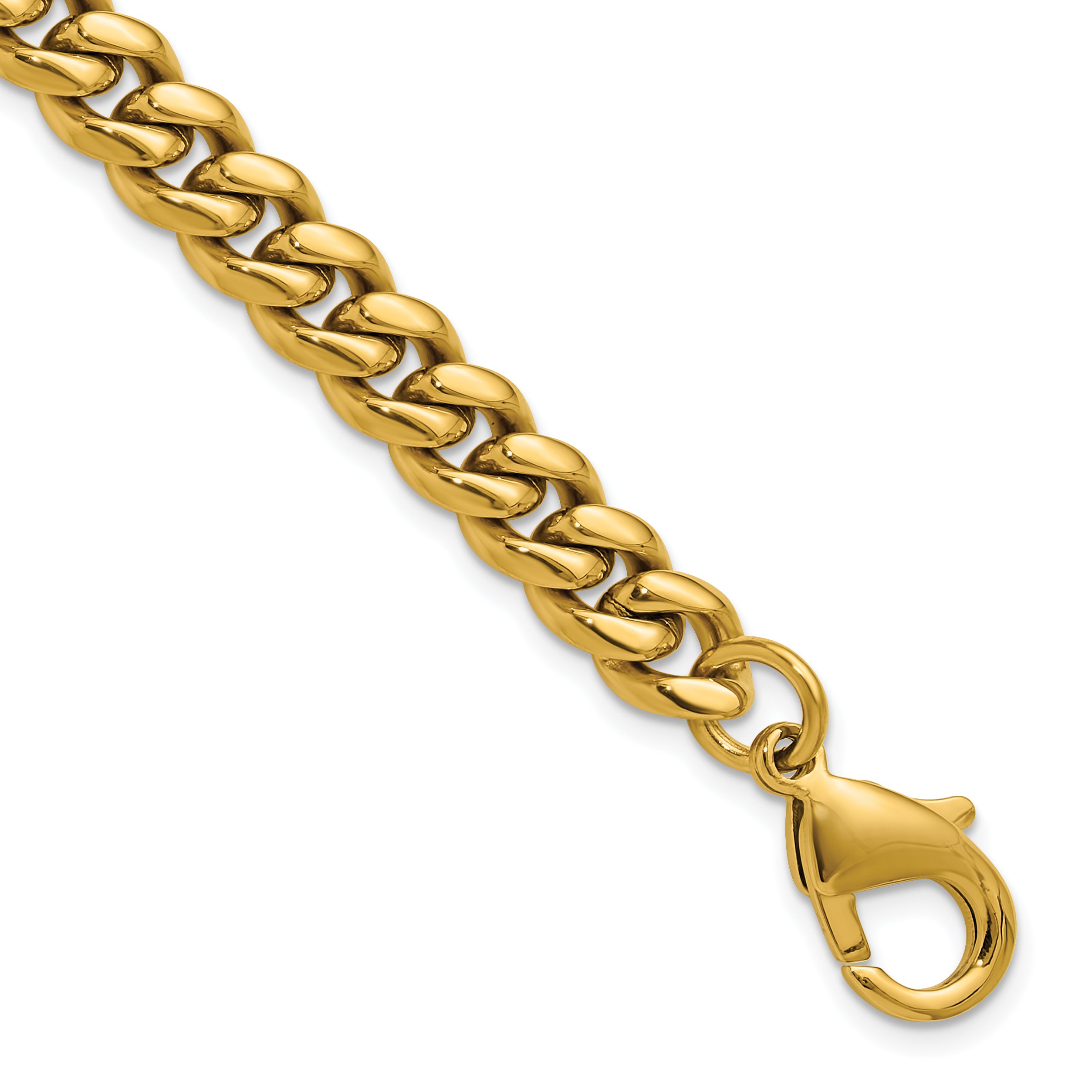 Men's Polished Gold-Tone Stainless Steel Curb Chain Bracelet 8mm