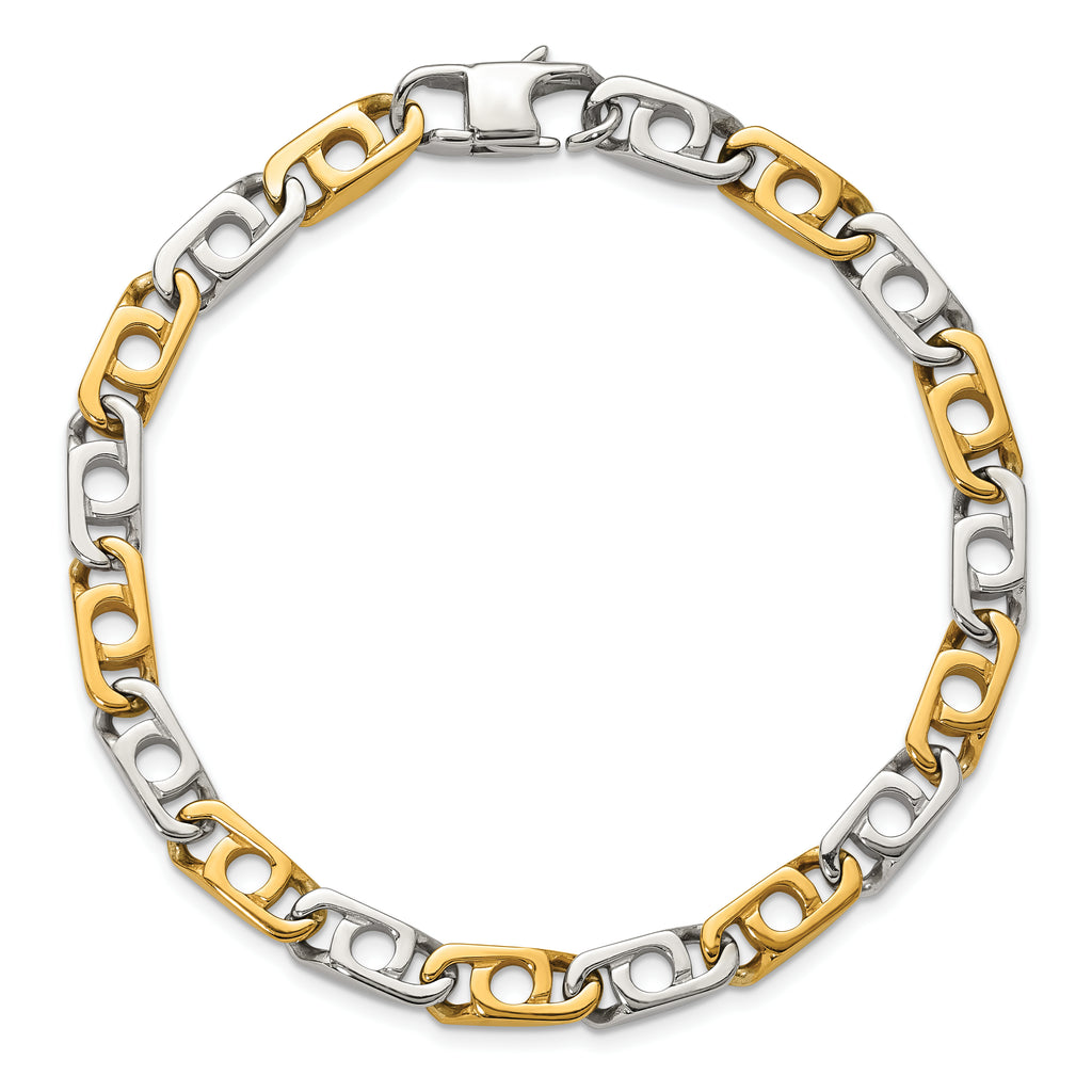Men's Gold-Tone Polished Anchor Stainless Steel Chain Bracelet 6mm