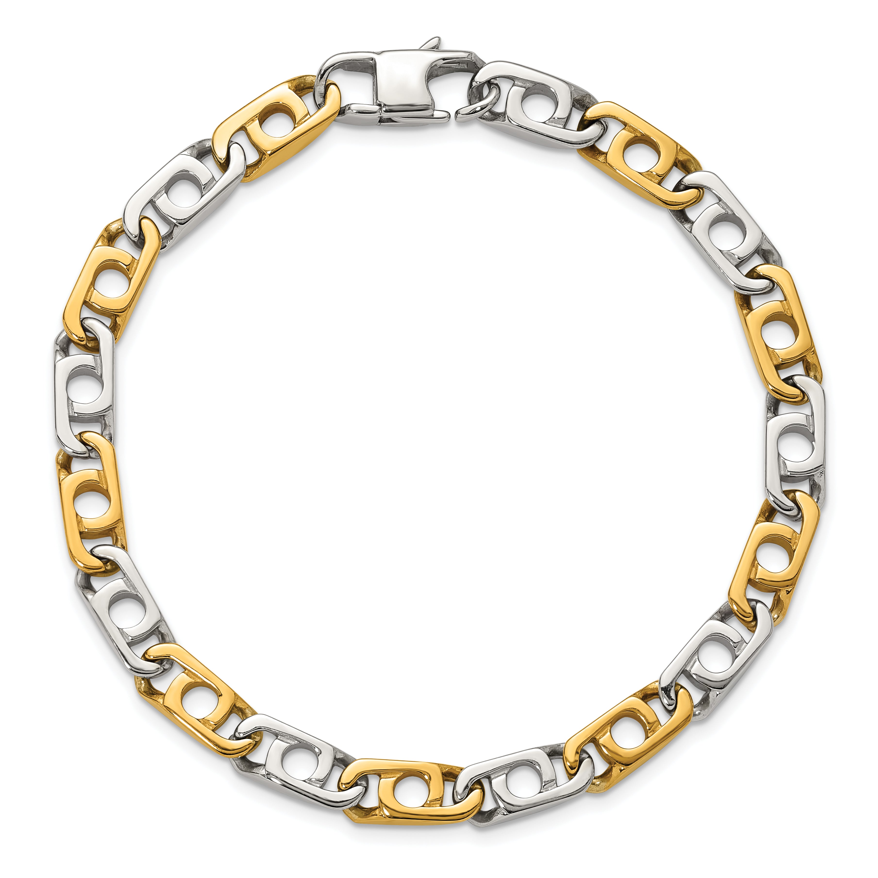 Men's Gold-Tone Polished Anchor Stainless Steel Chain Bracelet 6mm