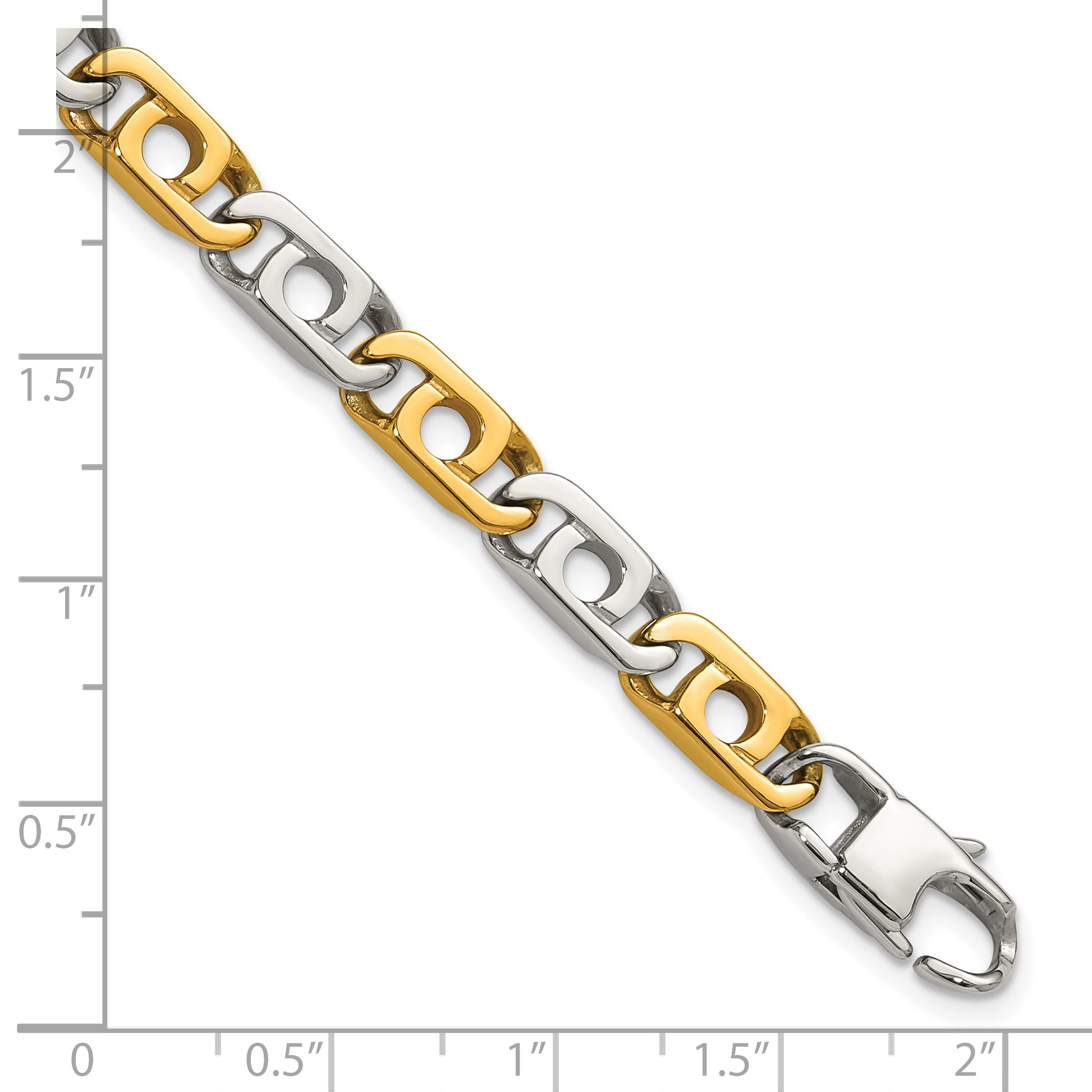 Men's Gold-Tone Polished Anchor Stainless Steel Chain Bracelet 6mm