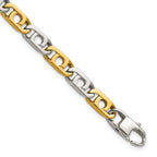 Men's Gold-Tone Polished Anchor Stainless Steel Chain Bracelet 6mm