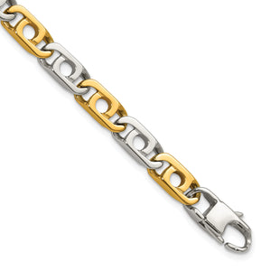 Men's Gold-Tone Polished Anchor Stainless Steel Chain Bracelet 6mm