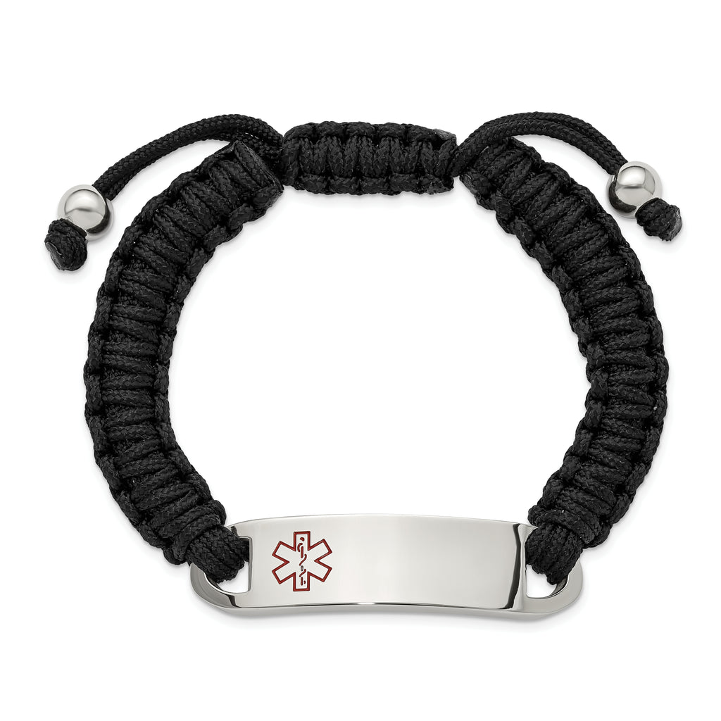 Men's Polished Red Enamel Stainless Steel Nylon Chain Bracelet 11mm