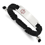 Men's Polished Red Enamel Stainless Steel Nylon Chain Bracelet 11mm