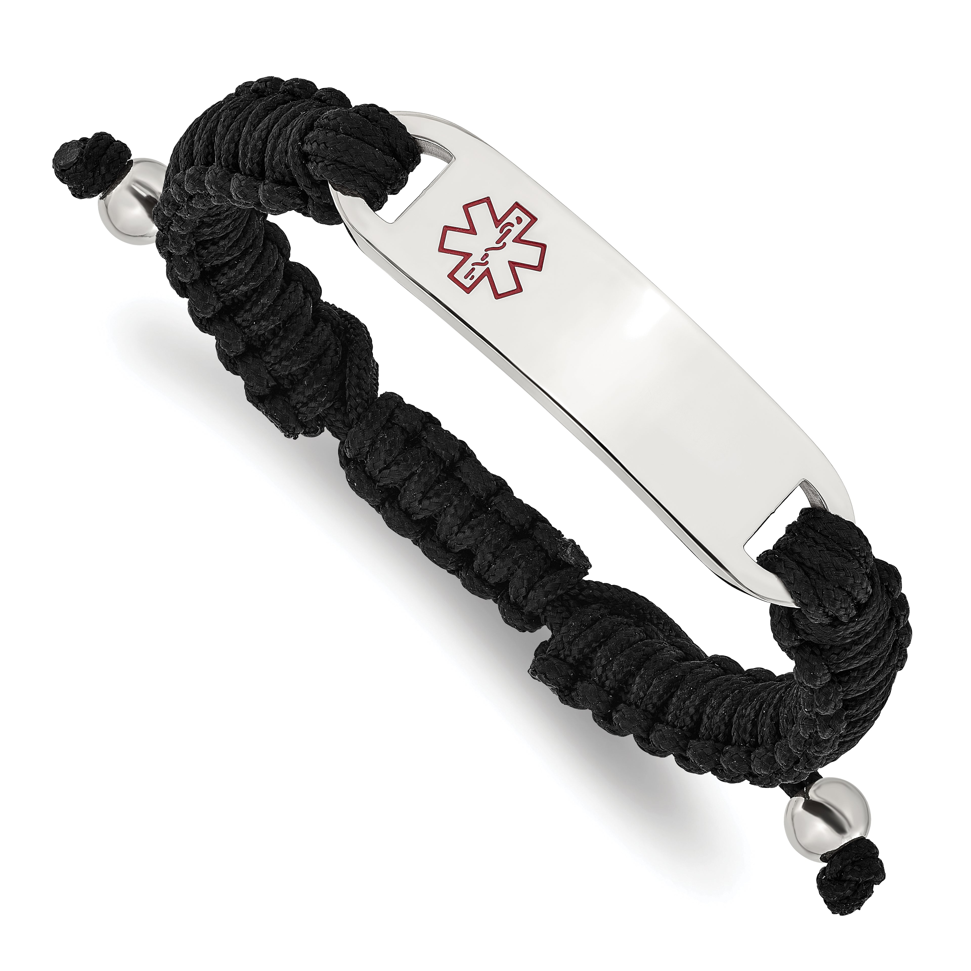 Men's Polished Red Enamel Stainless Steel Nylon Chain Bracelet 11mm