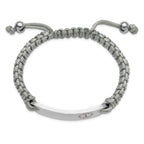 Men's Polished Red Enamel Stainless Steel Nylon Chain Bracelet 11mm 7.5in