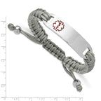 Men's Polished Red Enamel Stainless Steel Nylon Chain Bracelet 11mm 7.5in
