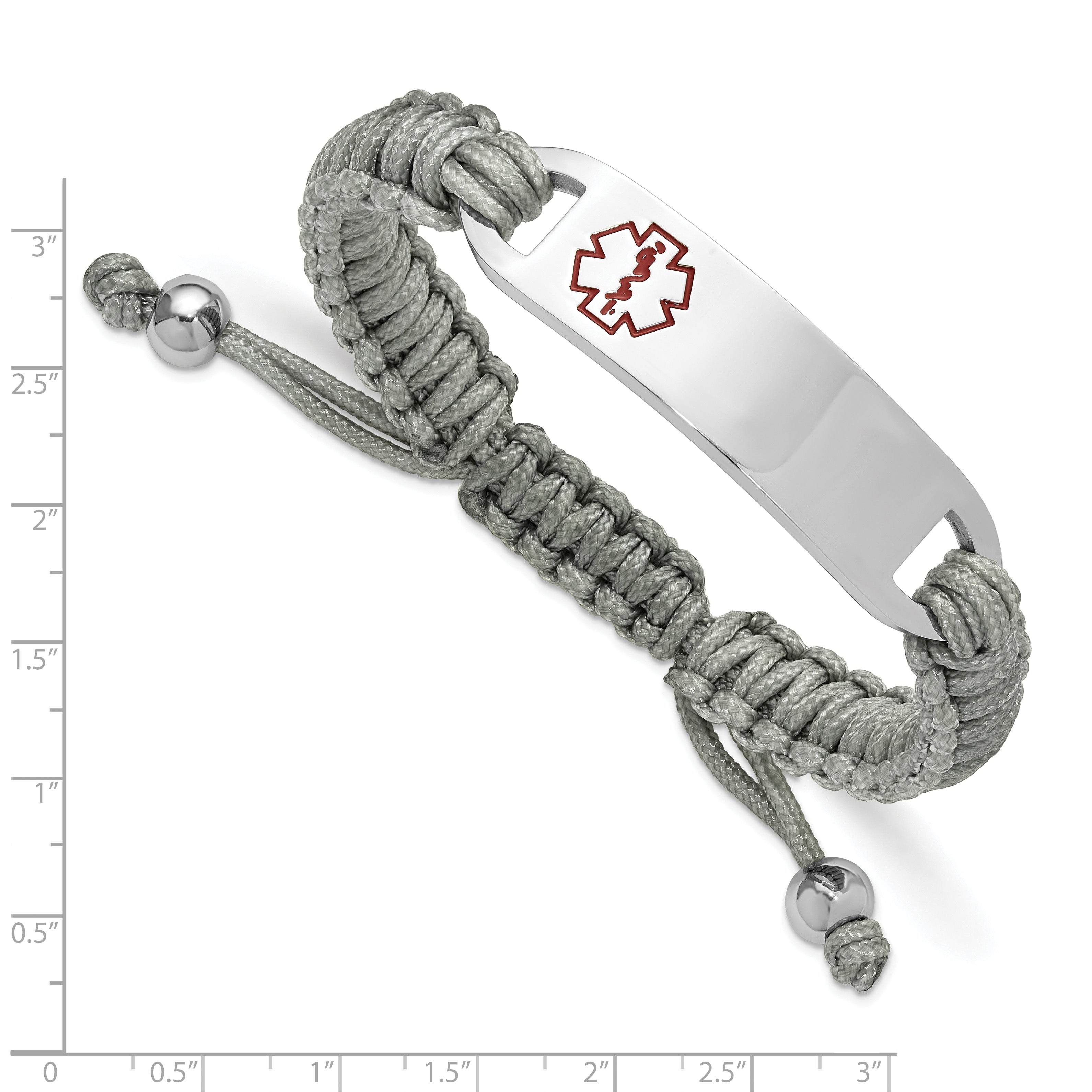 Men's Polished Red Enamel Stainless Steel Nylon Chain Bracelet 11mm 7.5in