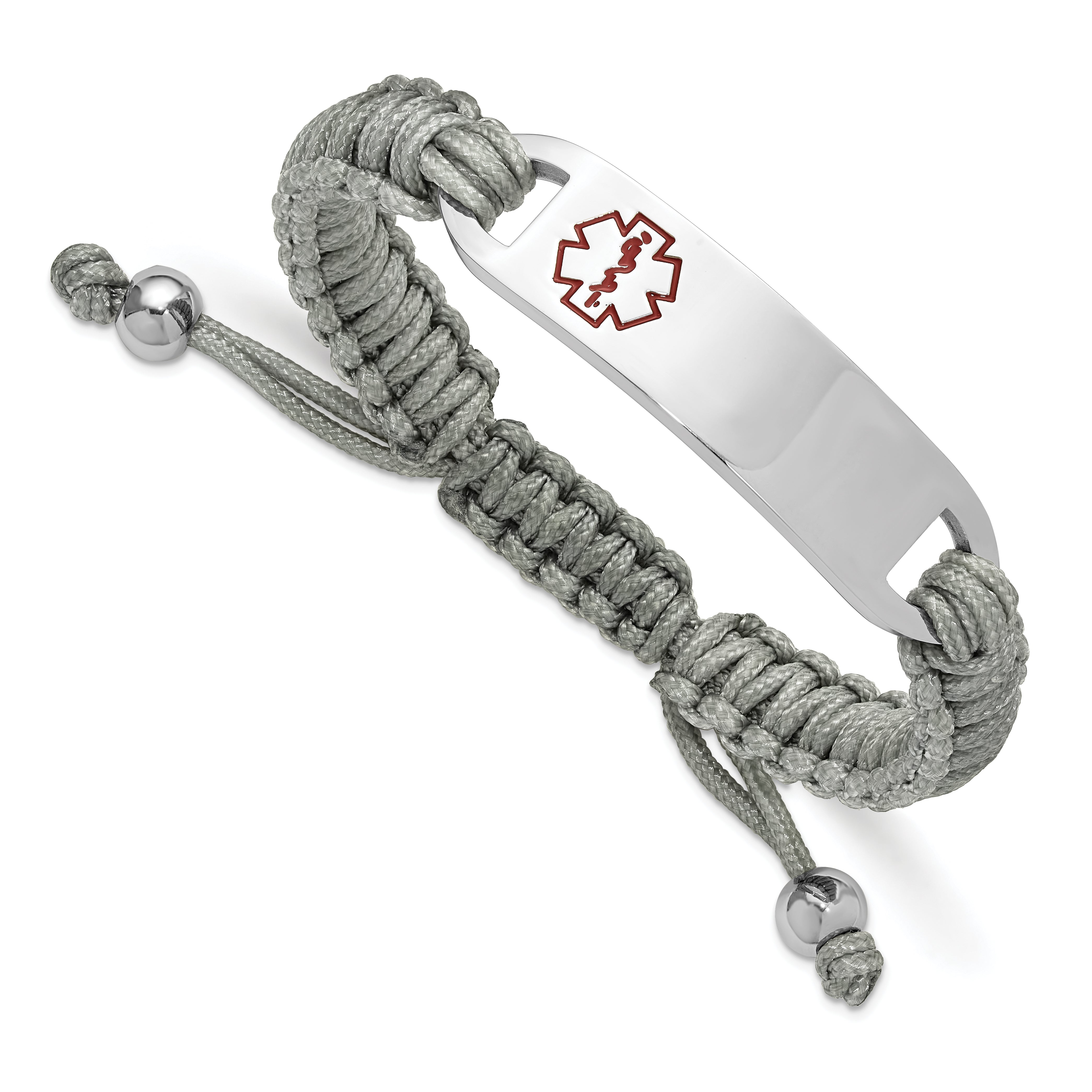 Men's Polished Red Enamel Stainless Steel Nylon Chain Bracelet 11mm 7.5in Main image