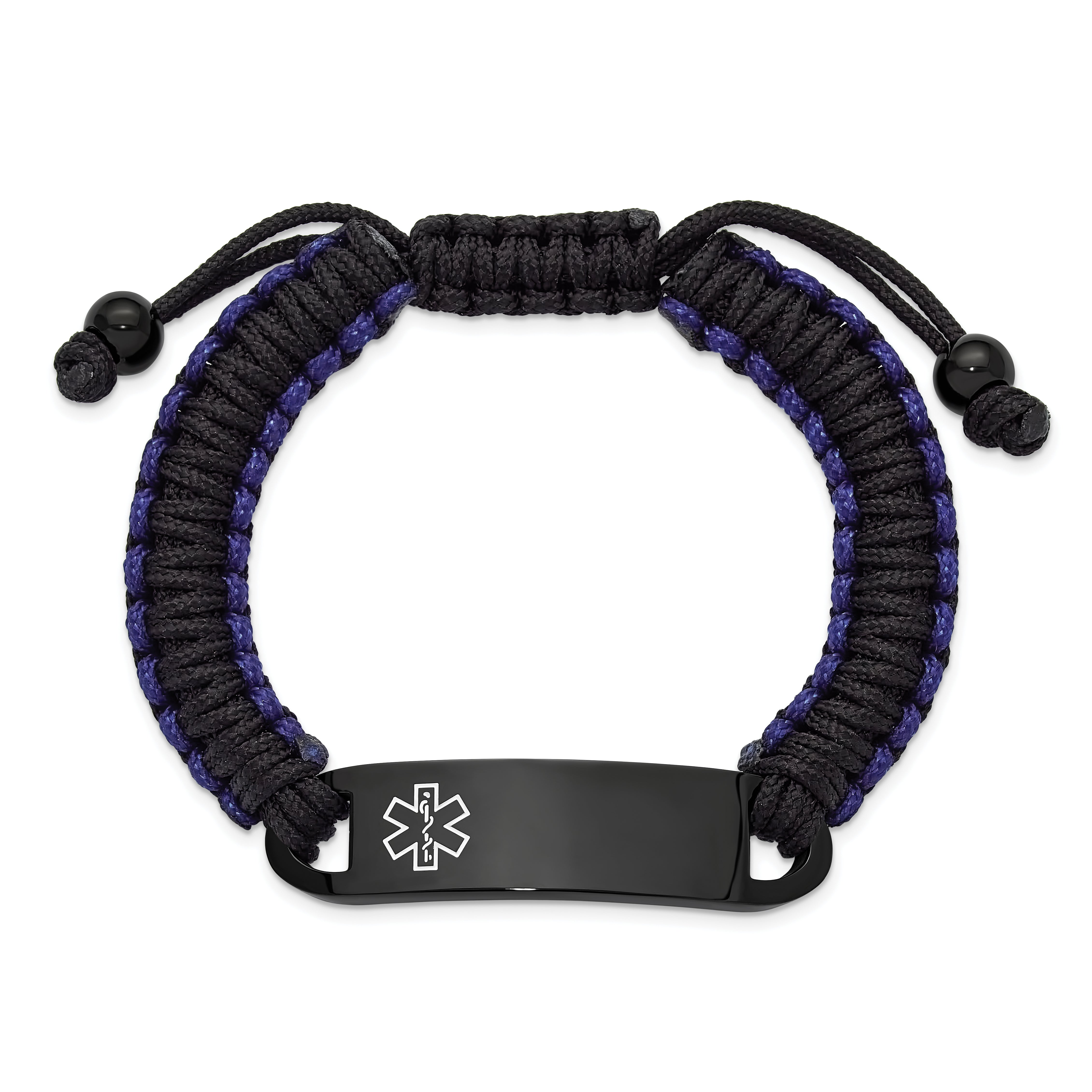Men's Polished Black White Enamel Stainless Steel Nylon Chain Bracelet 11mm Secondary image